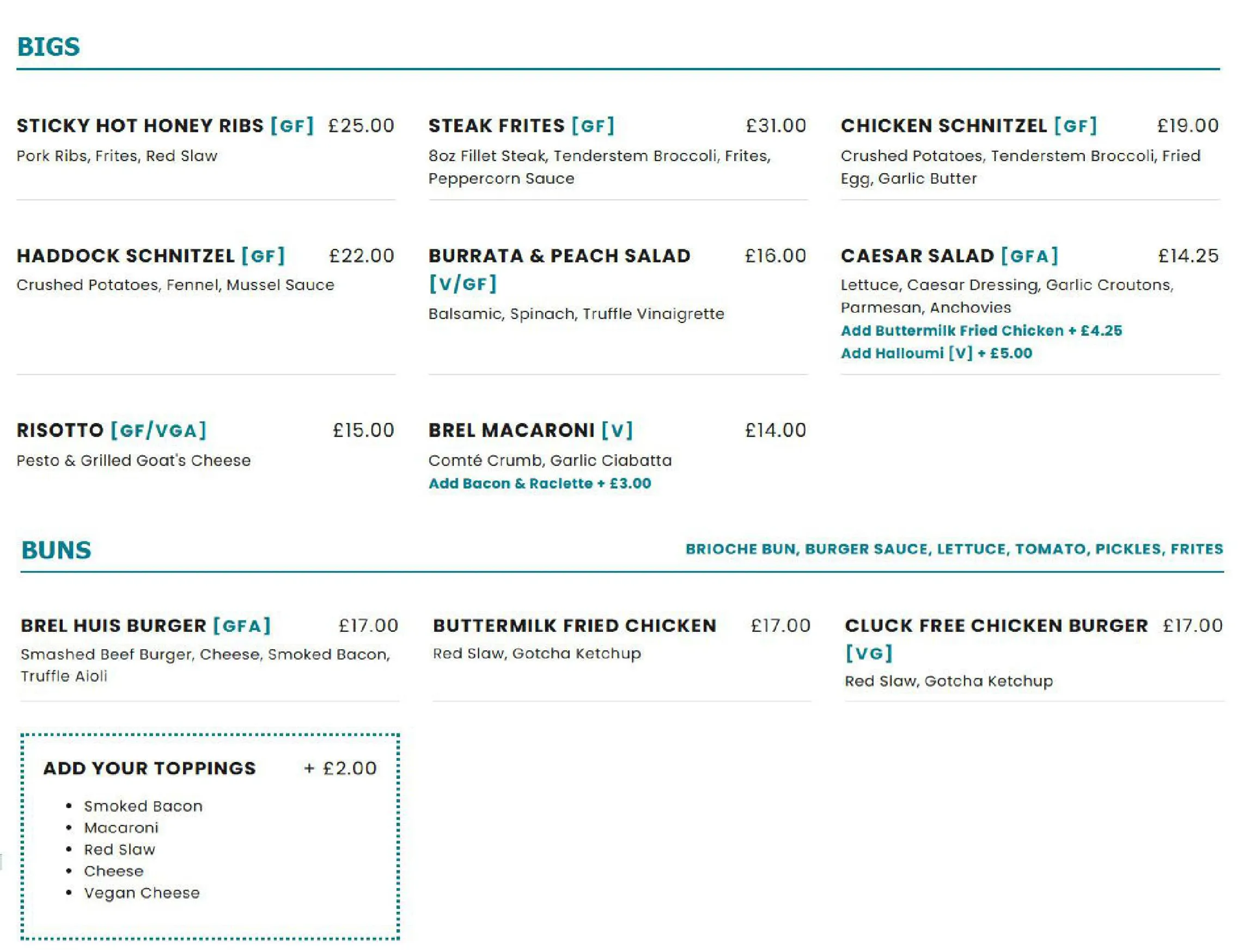 Brel menu, page 3