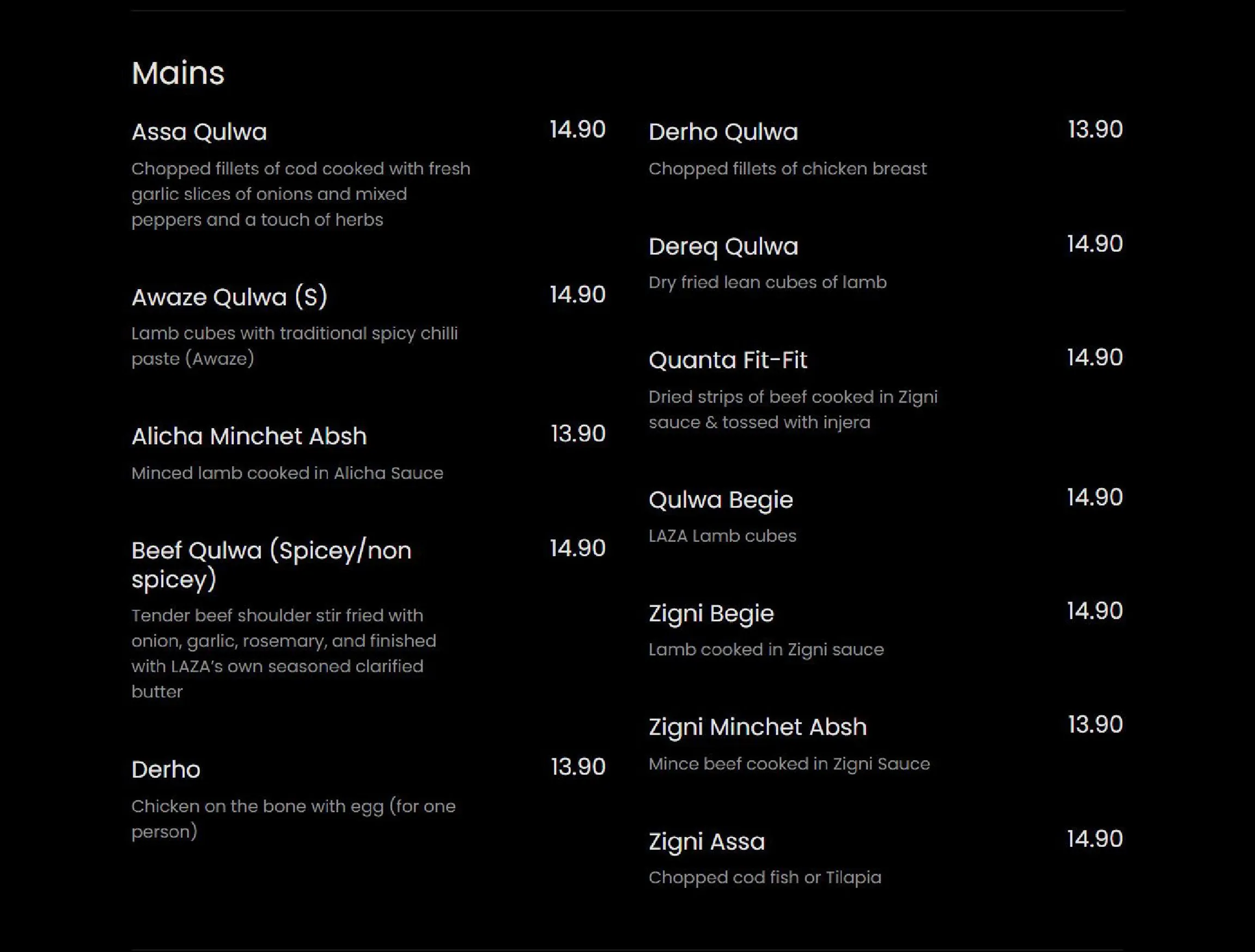 Laza menu, page 2