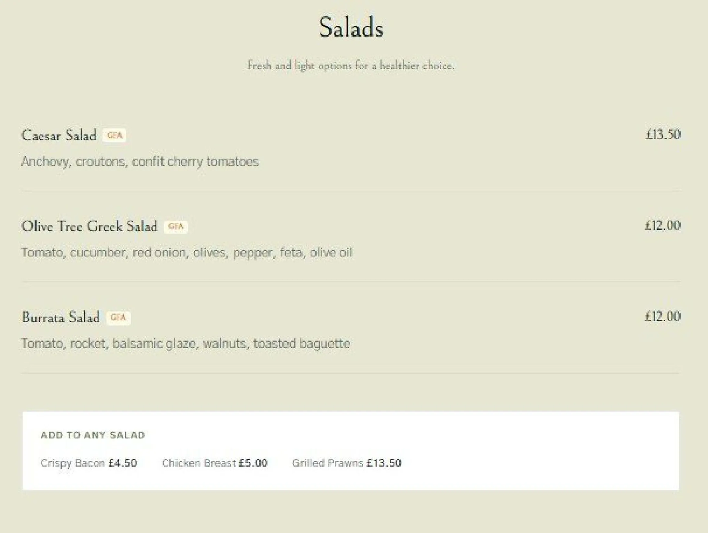 The Olive Tree menu, page 7