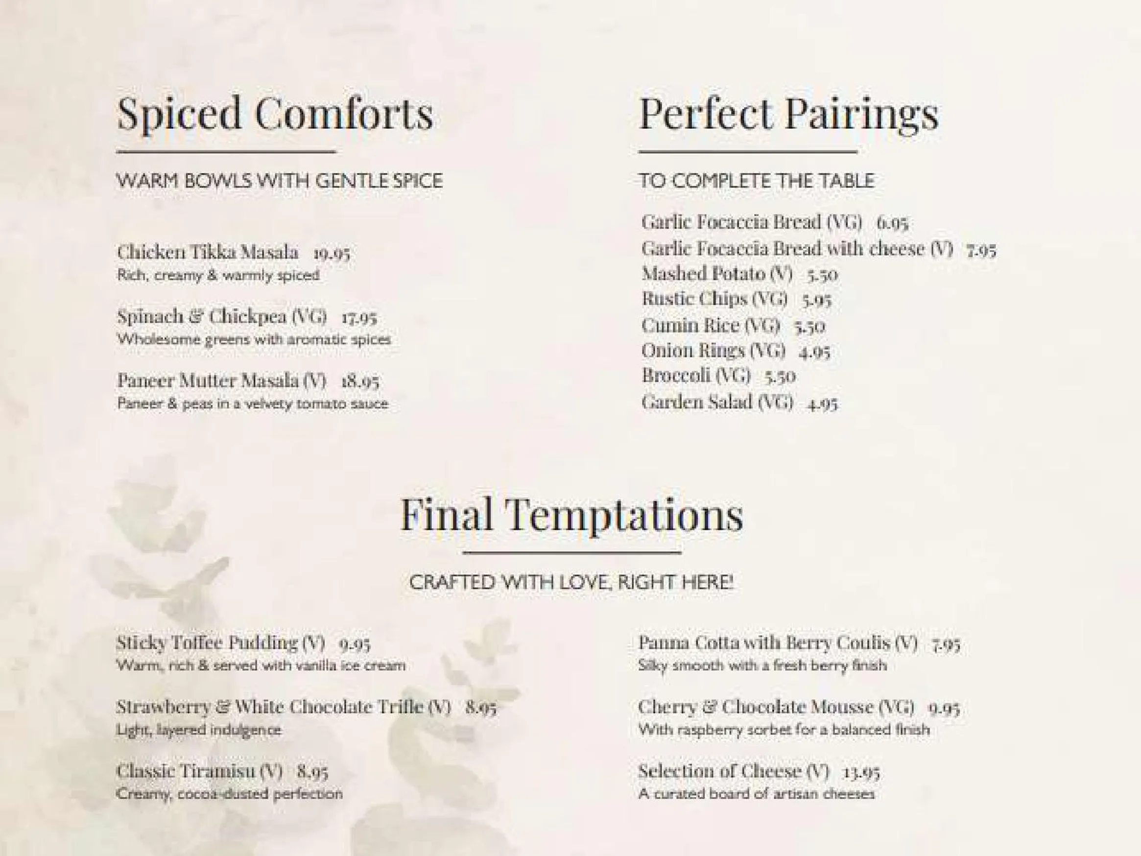 Aria menu, page 3