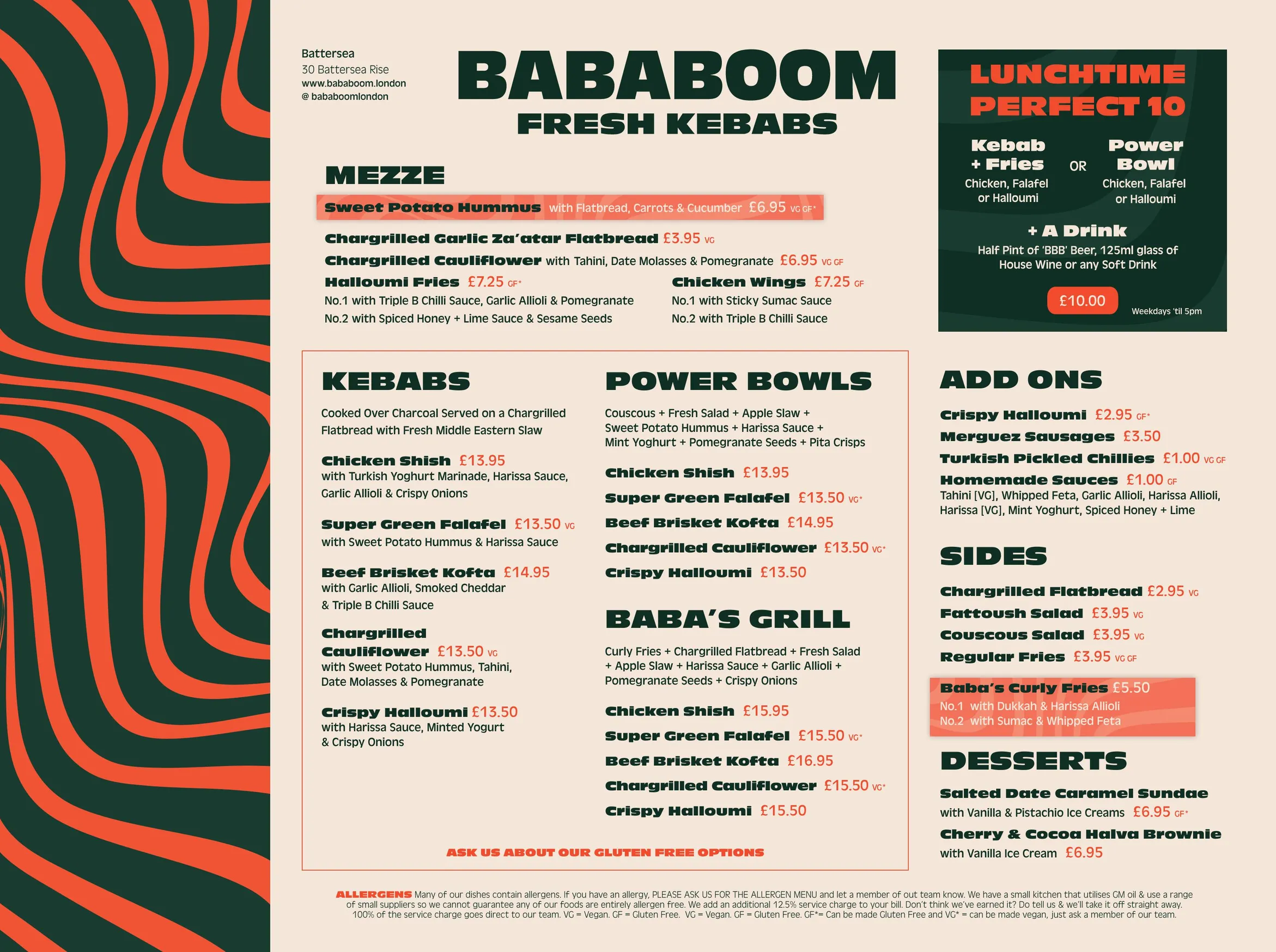 BABABOOM menu, page 1