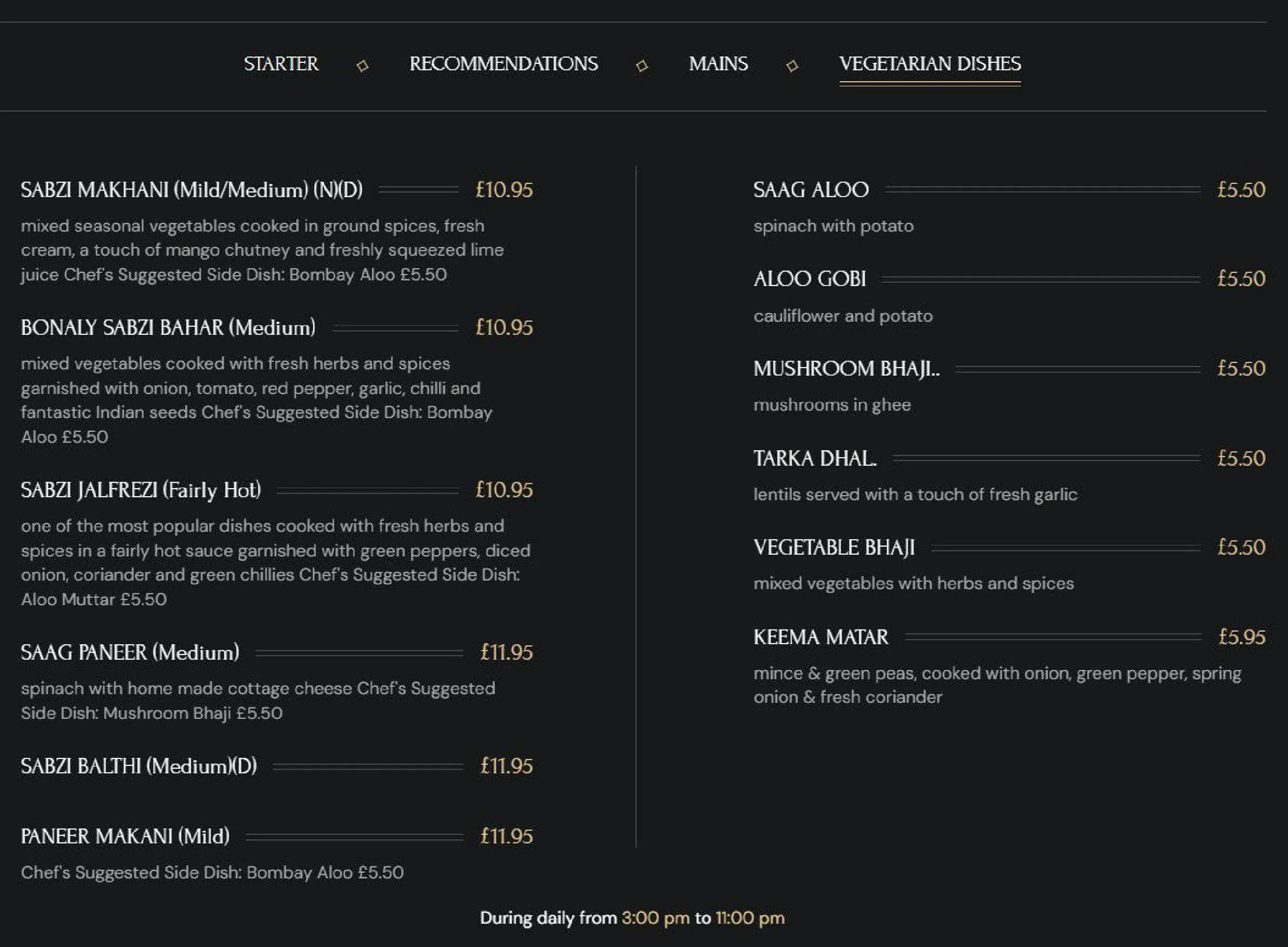 Vinyasa menu, page 4