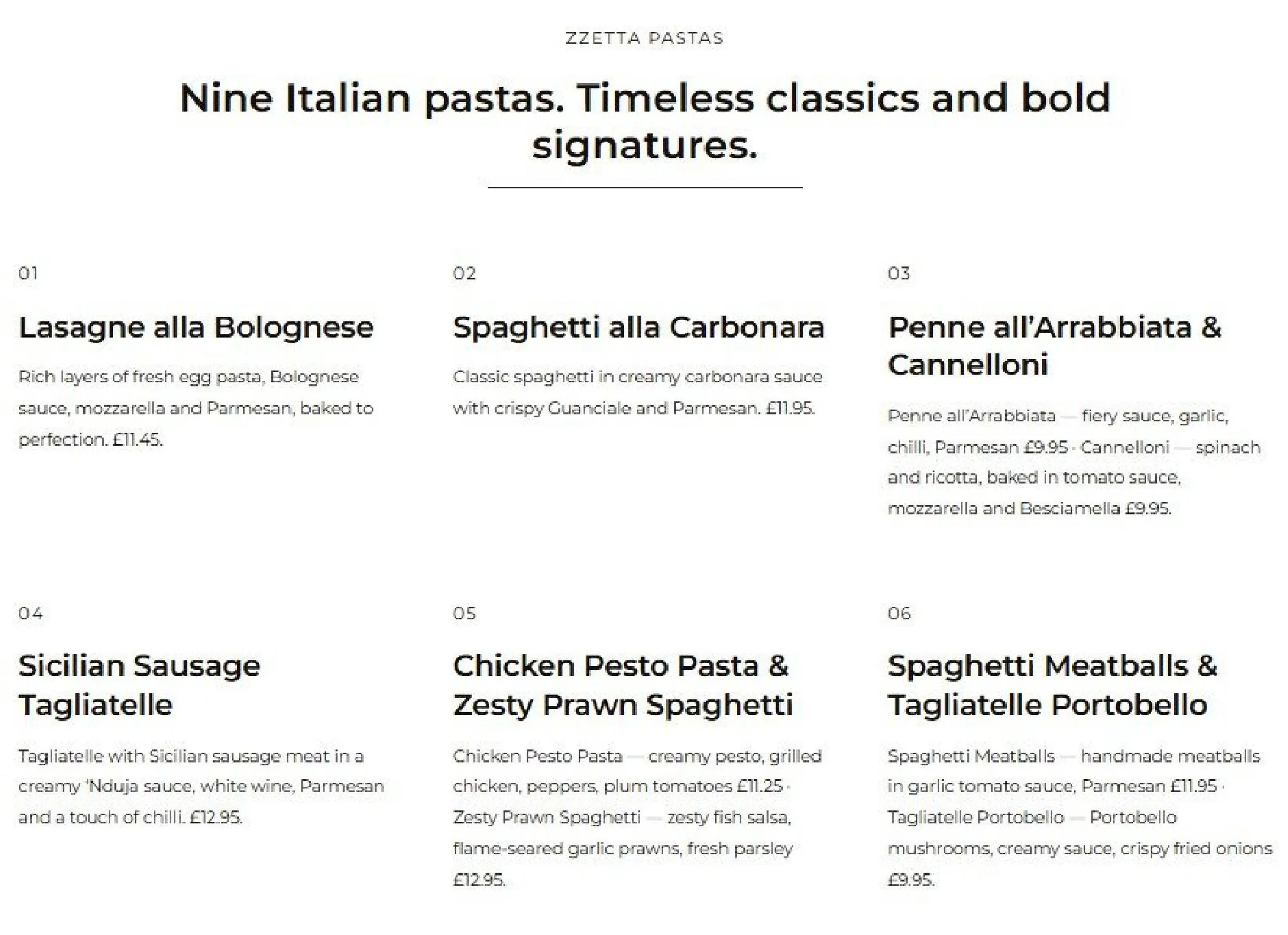 Zzetta Pizza menu, page 6