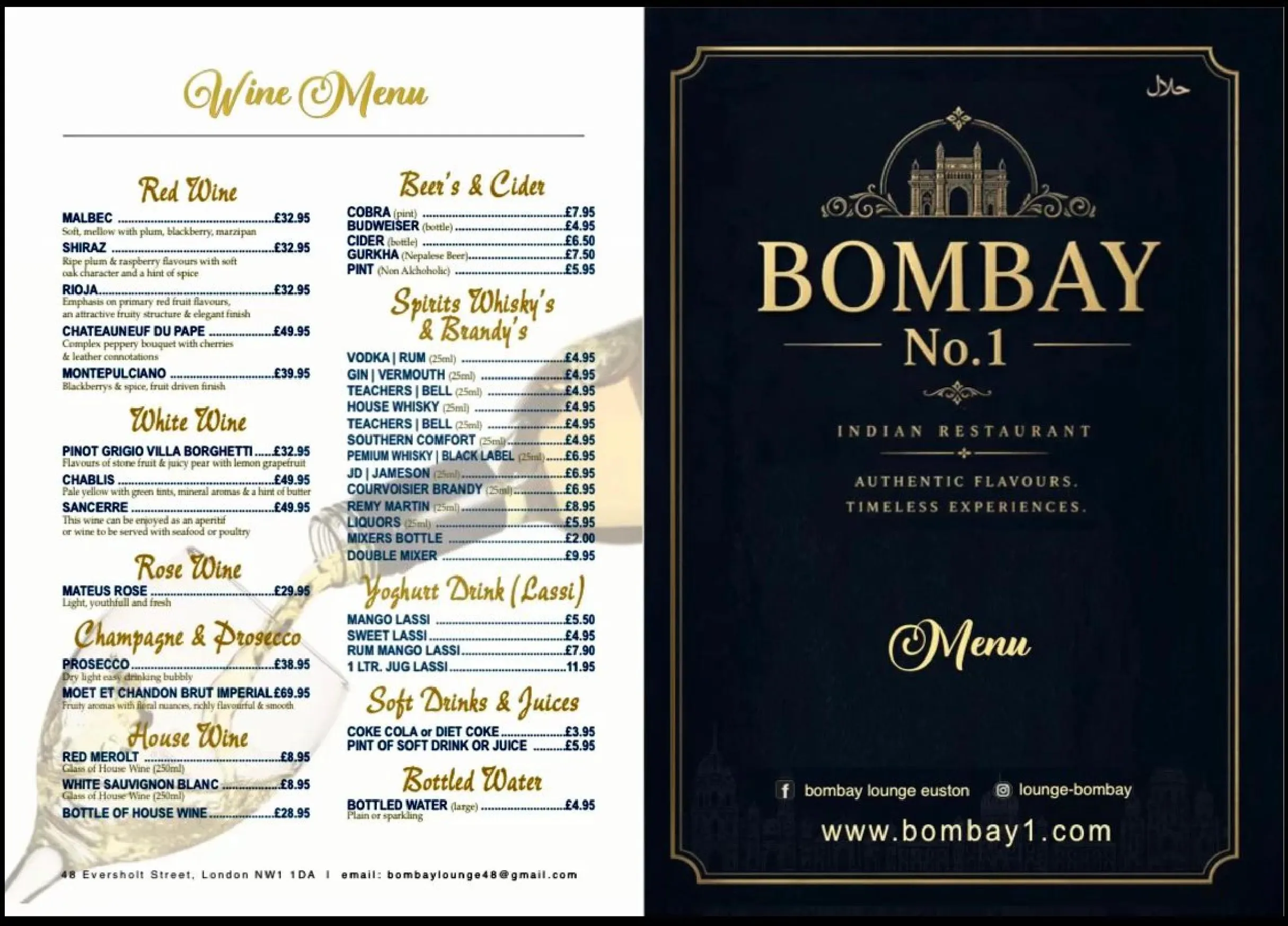 Bombay No1 menu, page 2