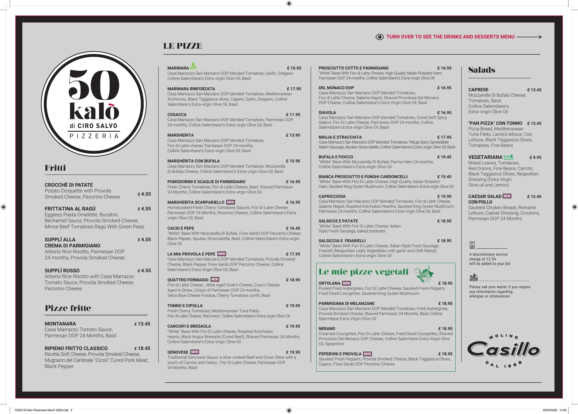 50 Kaló menu, page 2