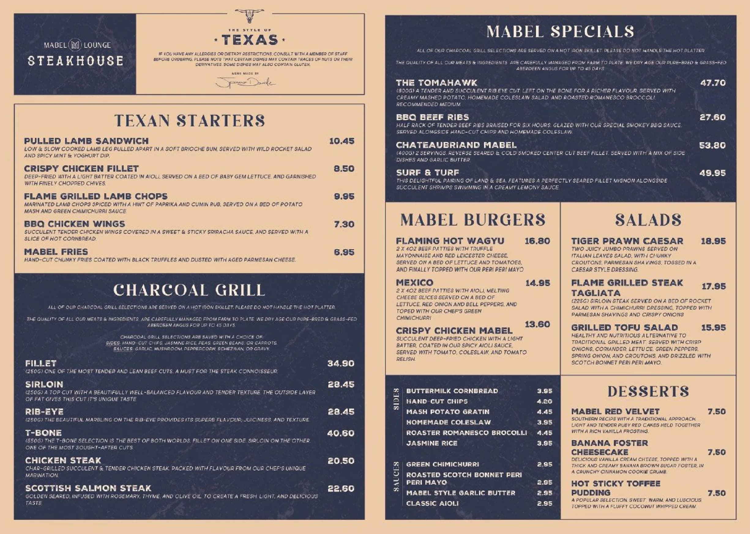 Mabel Lounge menu, page 4