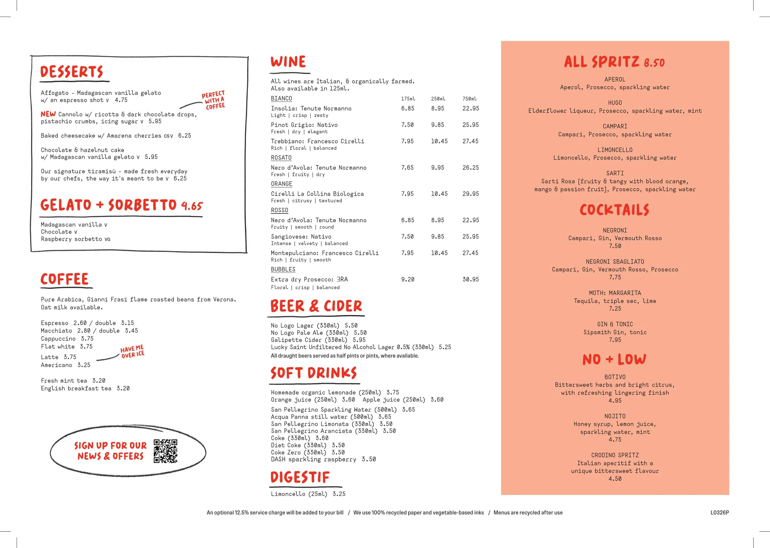 Franco Manca menu, page 2