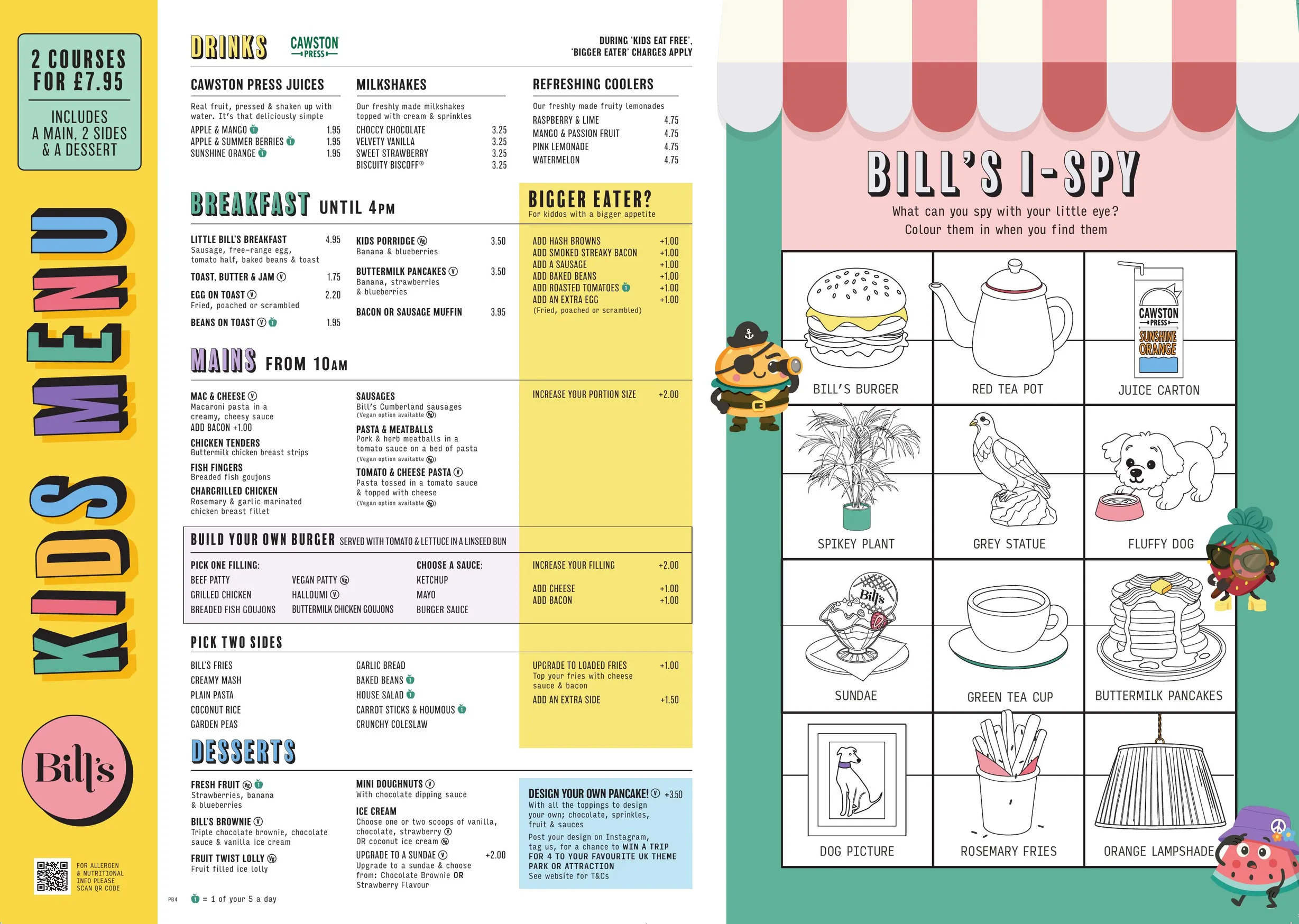 Bill's London Victoria menu, page 3