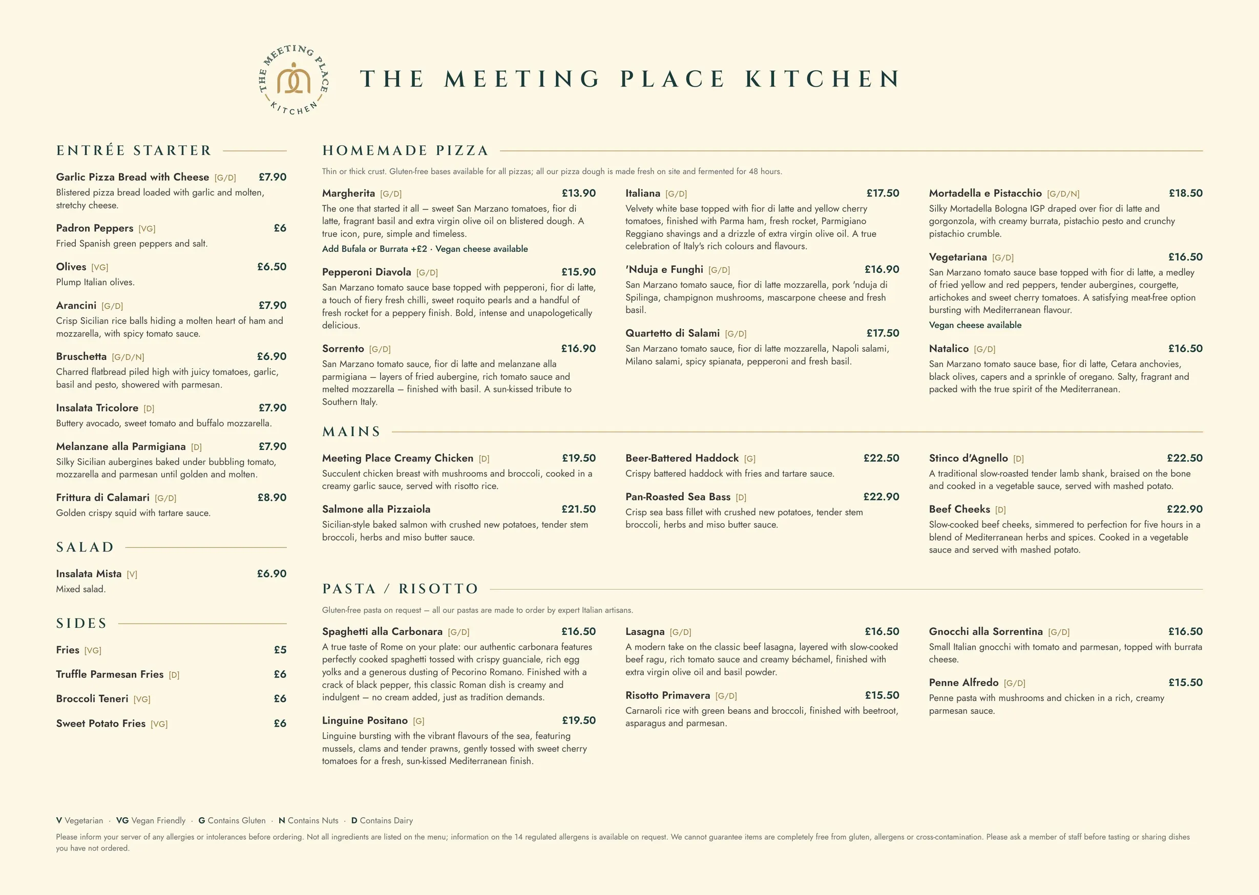 The Meeting Place menu, page 2