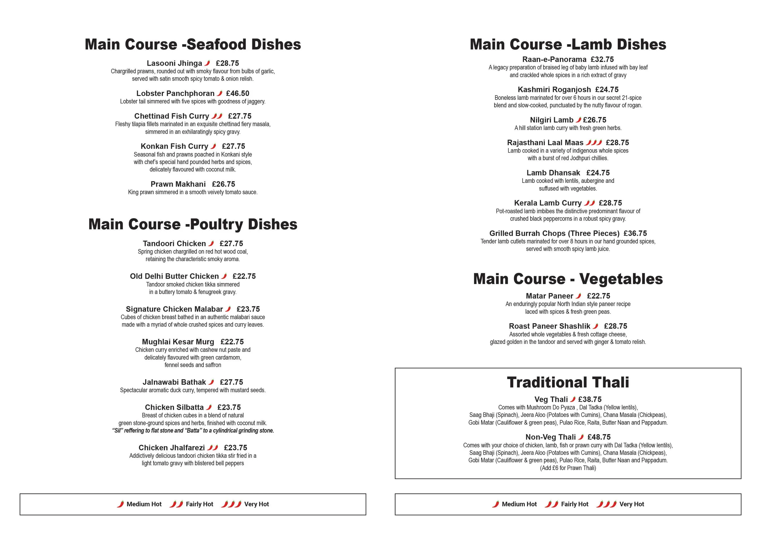 Indian Panorama Chelsea menu, page 2