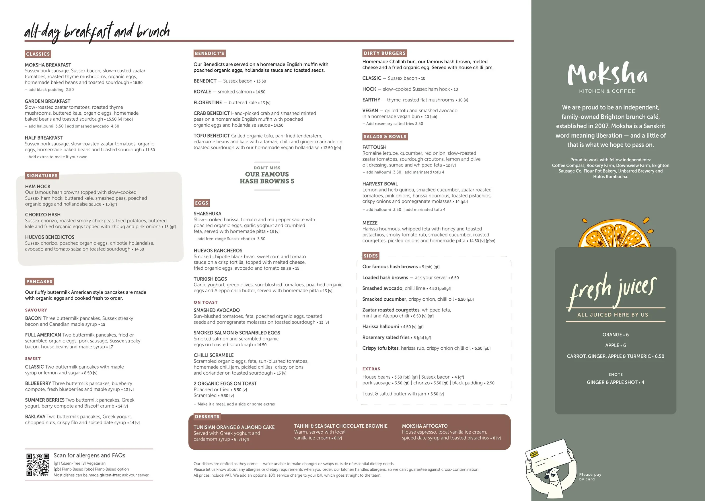 Moksha menu, page 1