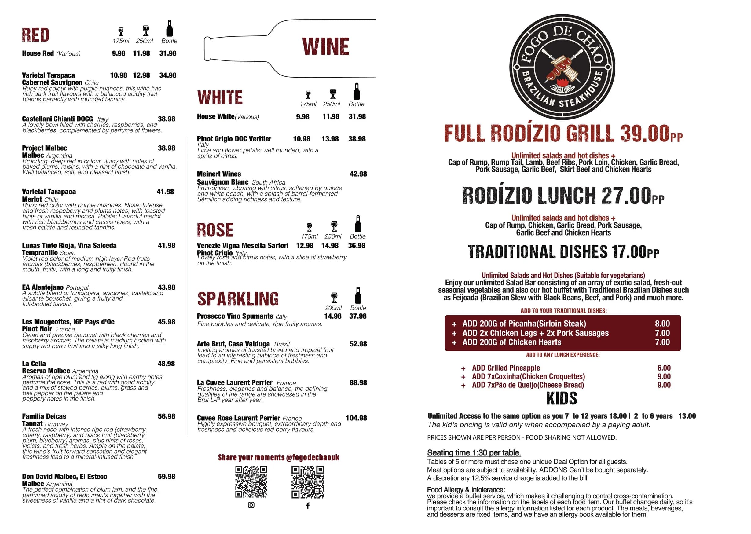 Fogo De Chao Soho menu, page 3