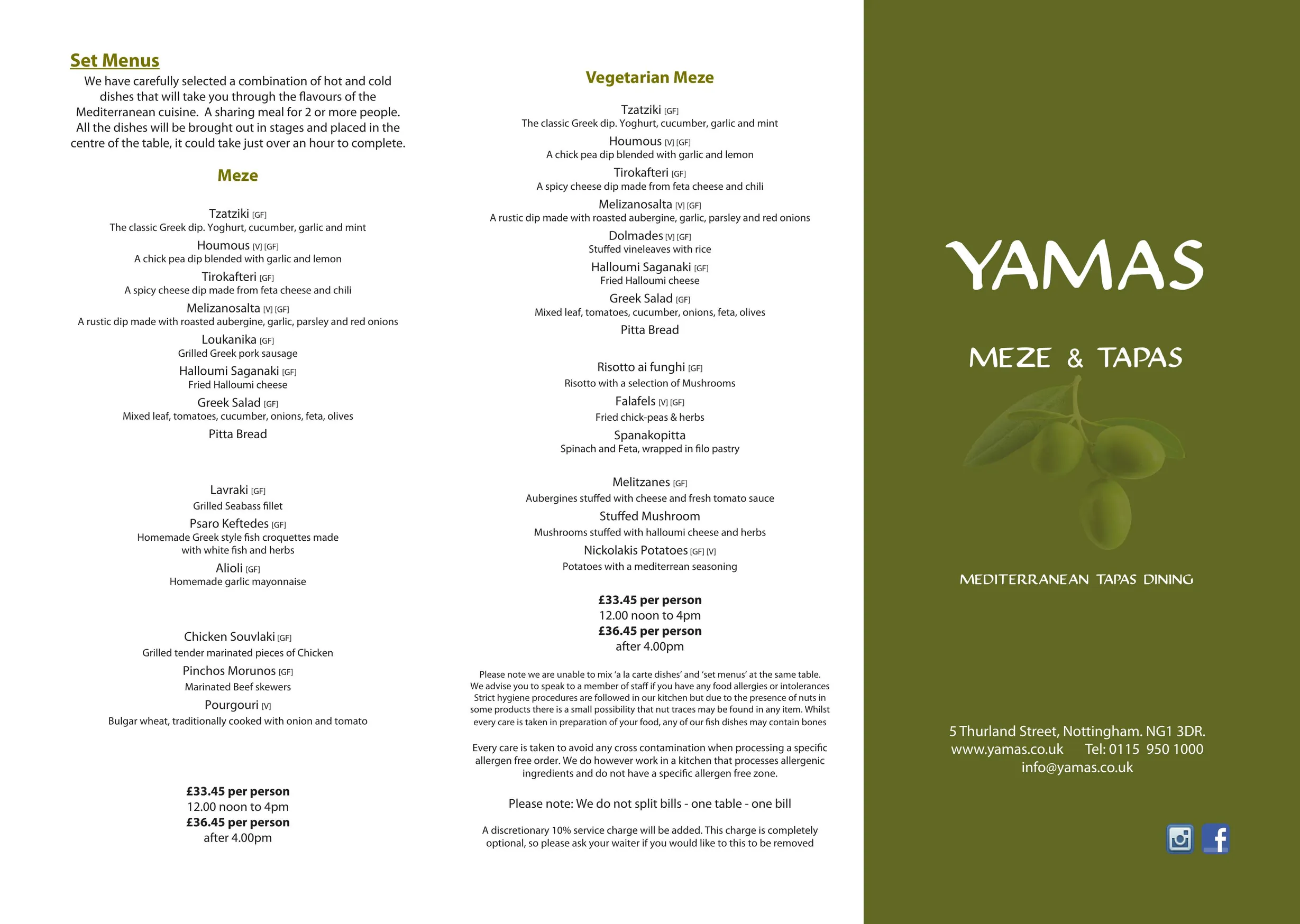 Yamas menu, page 1