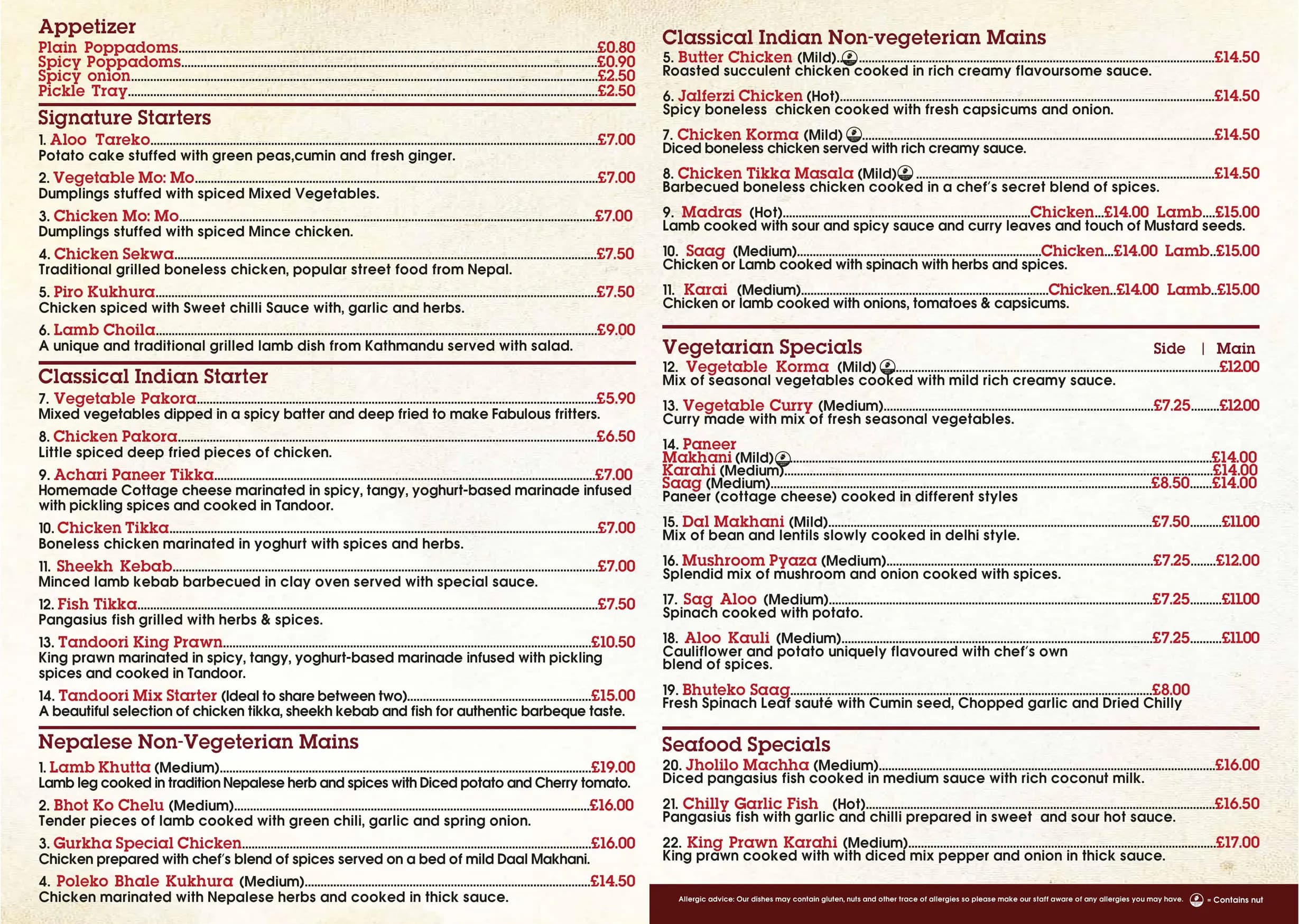 Gurkha Cafe & Restaurant menu, page 2