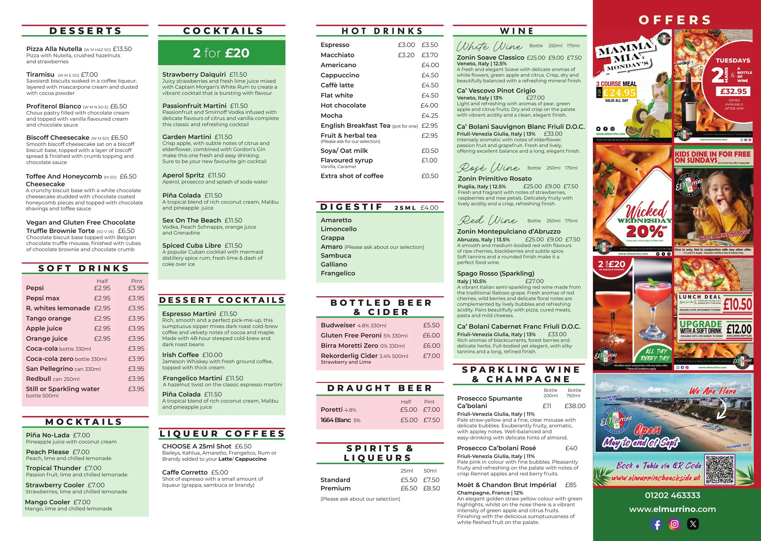 El Murrino menu, page 1