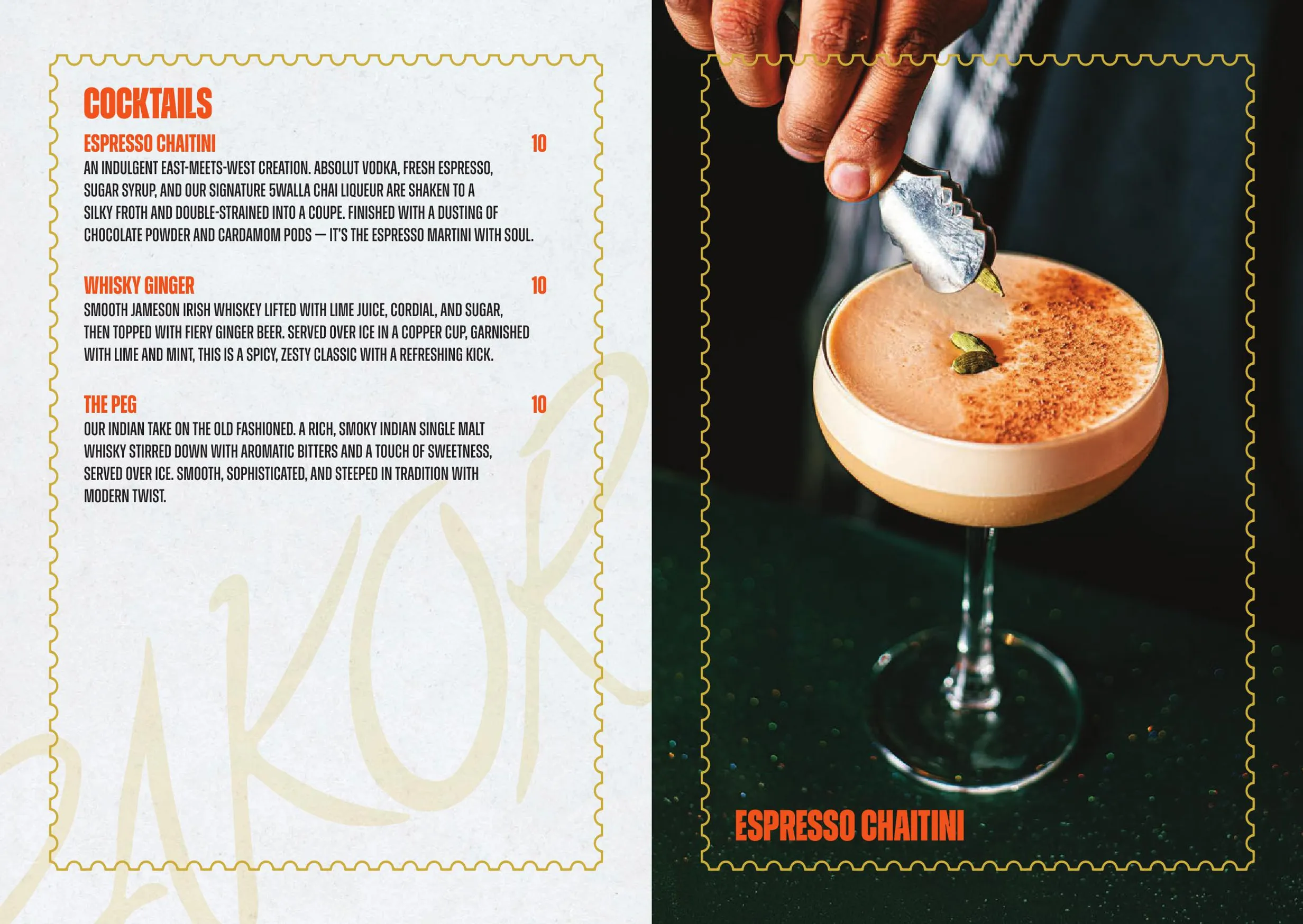 The Pakora Bar menu, page 4