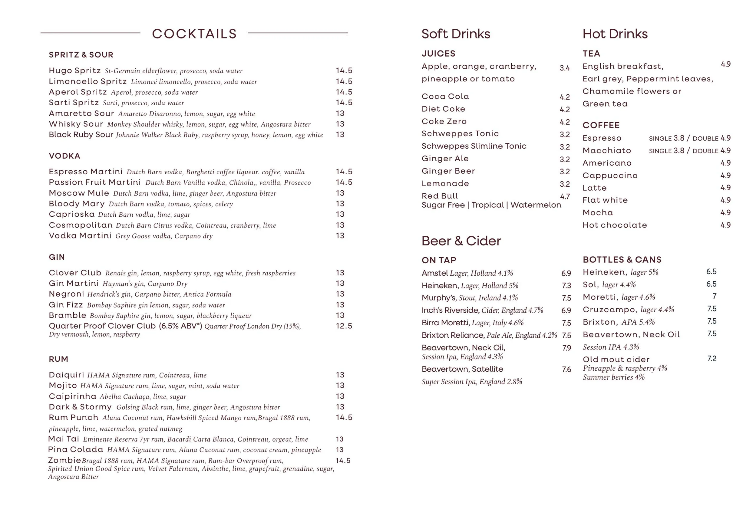 The Botanist, Broadgate Circle menu, page 9