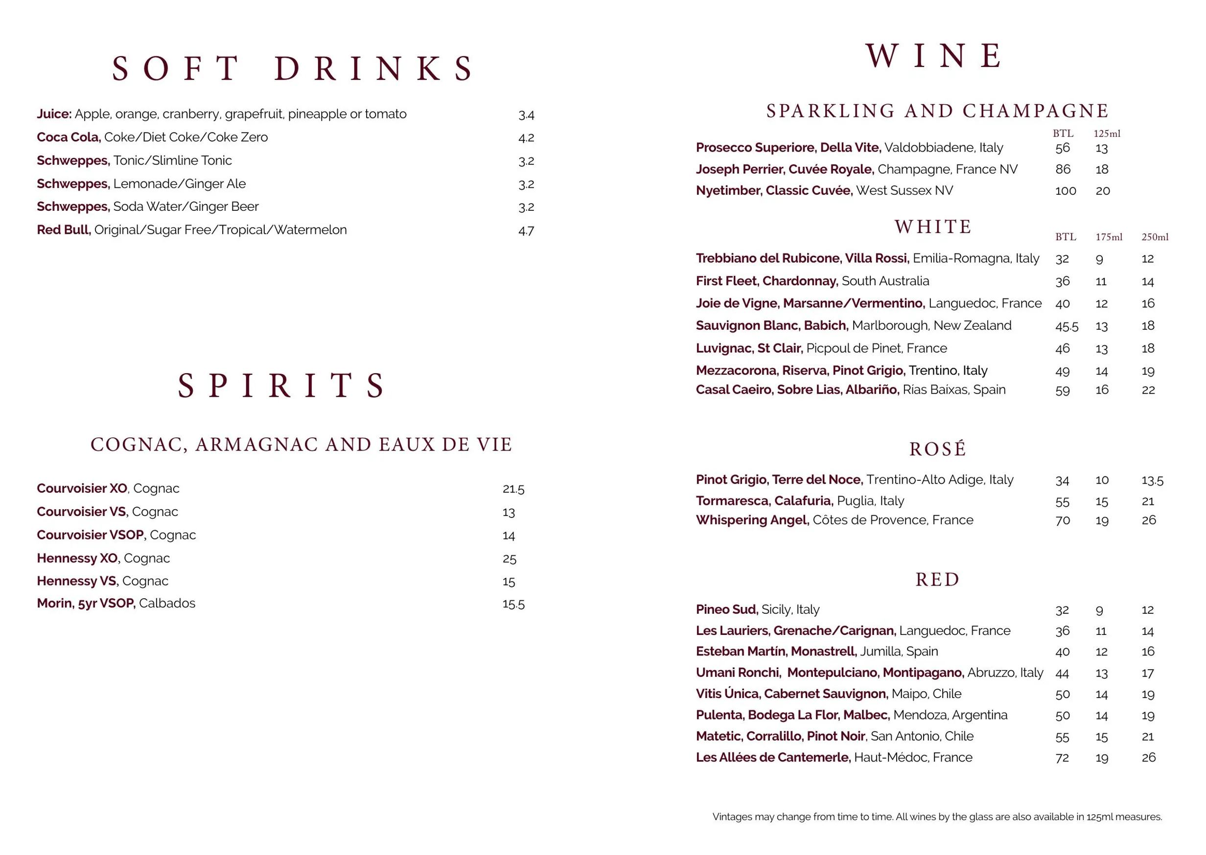 The Jugged Hare menu, page 5