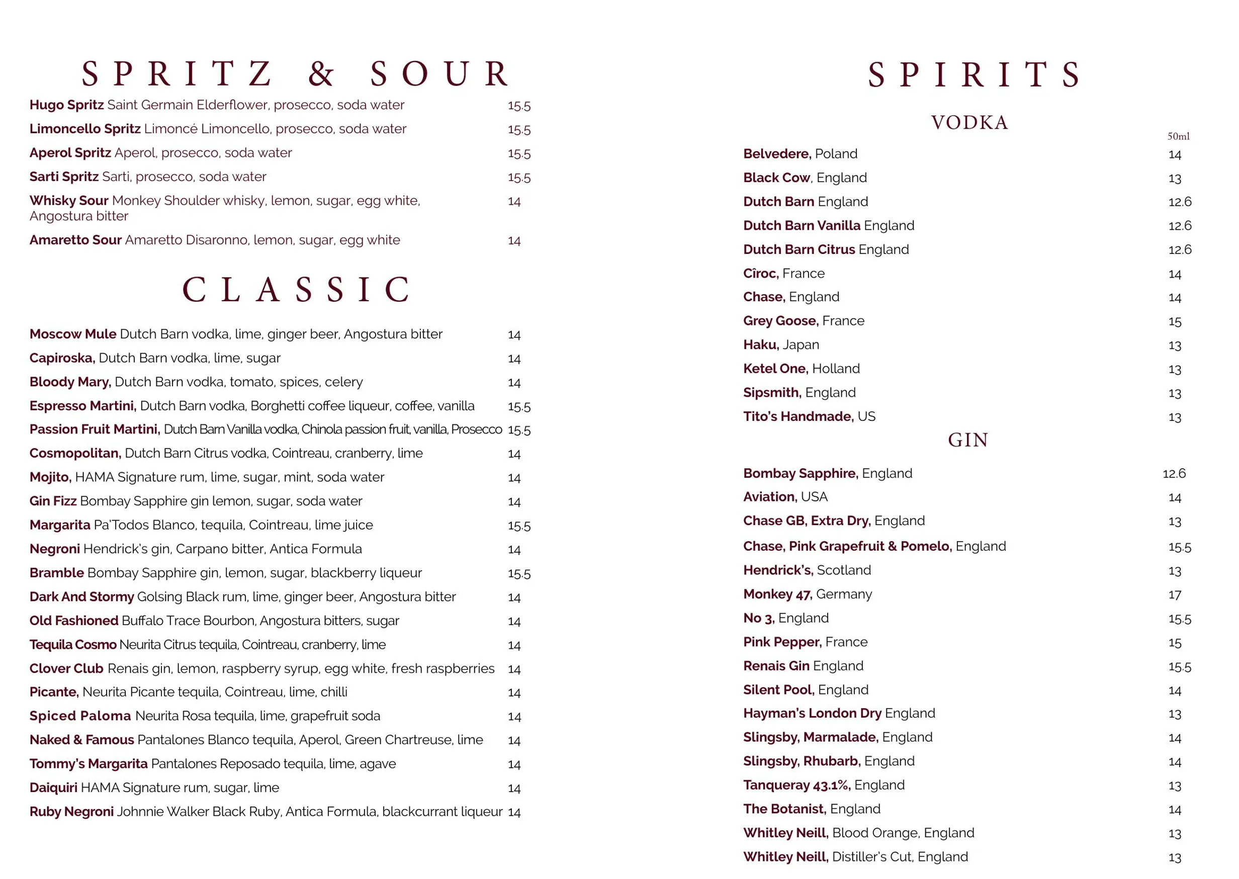 The Jugged Hare menu, page 4