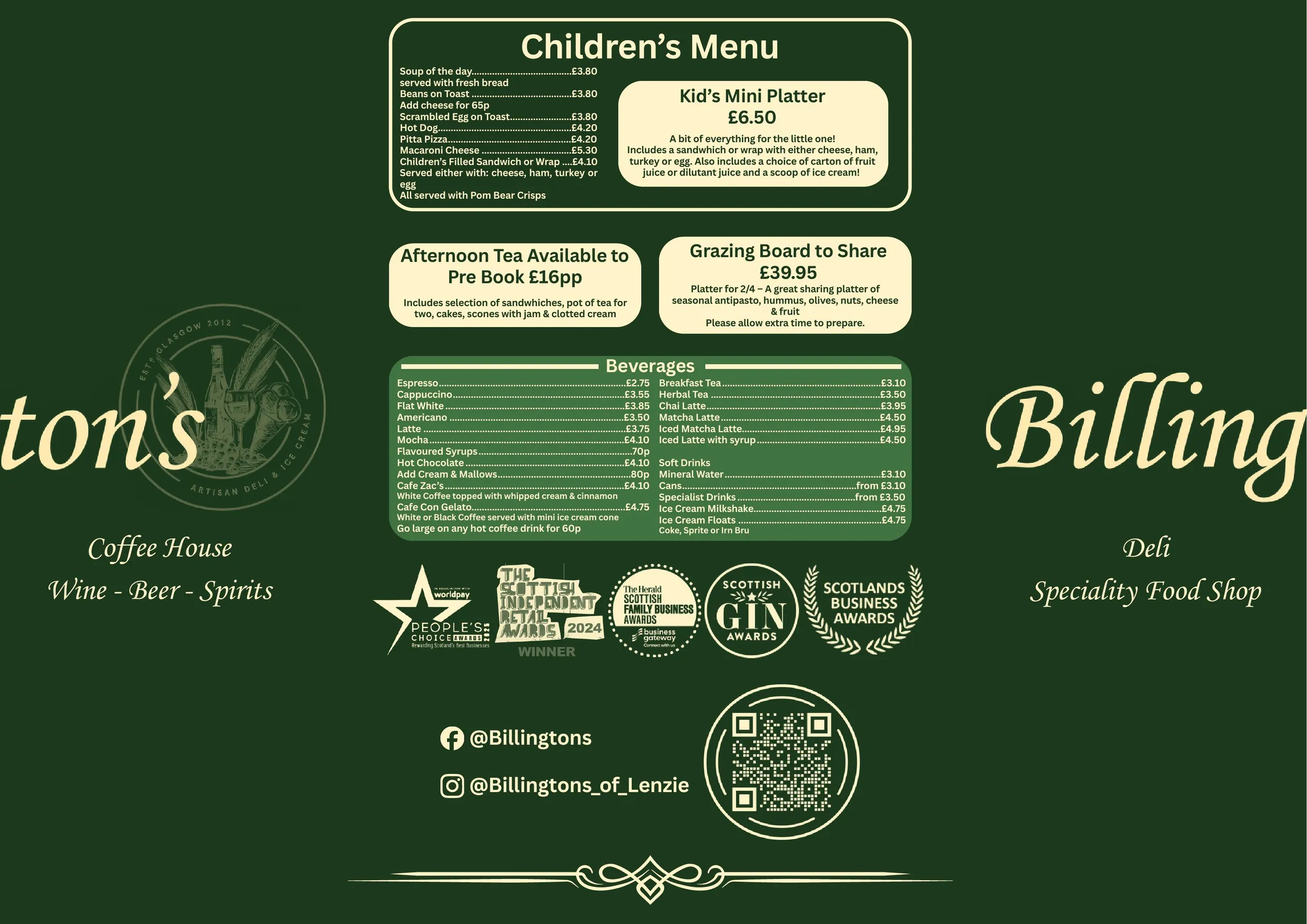Billingtons menu, page 2