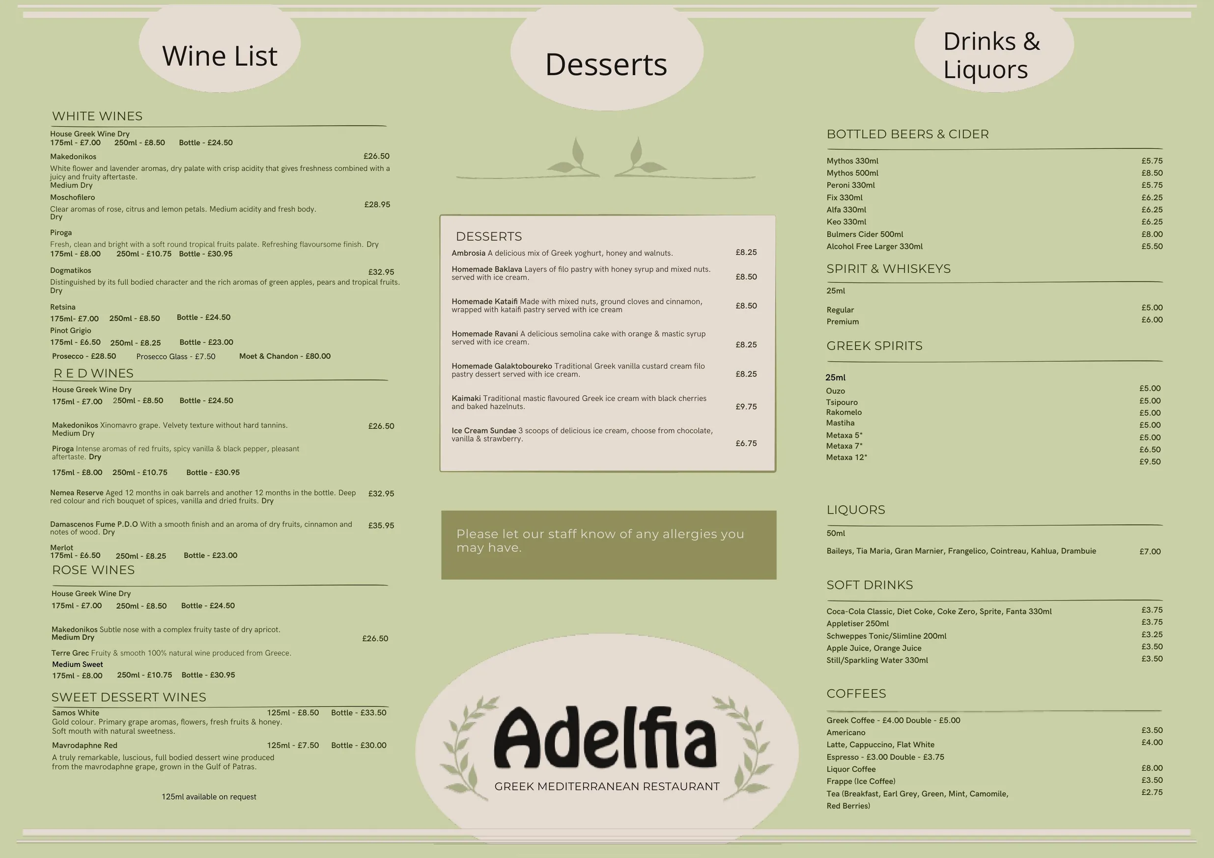 Adelfia menu, page 2