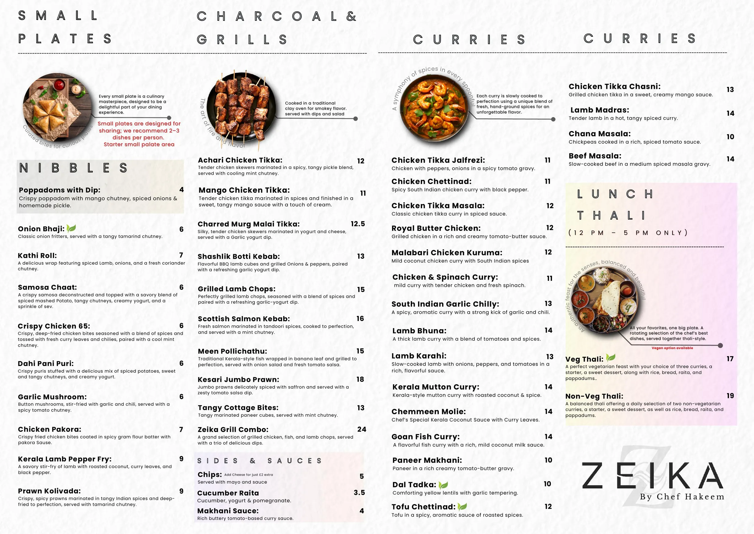 Zeika by Chef Hakeem menu, page 1