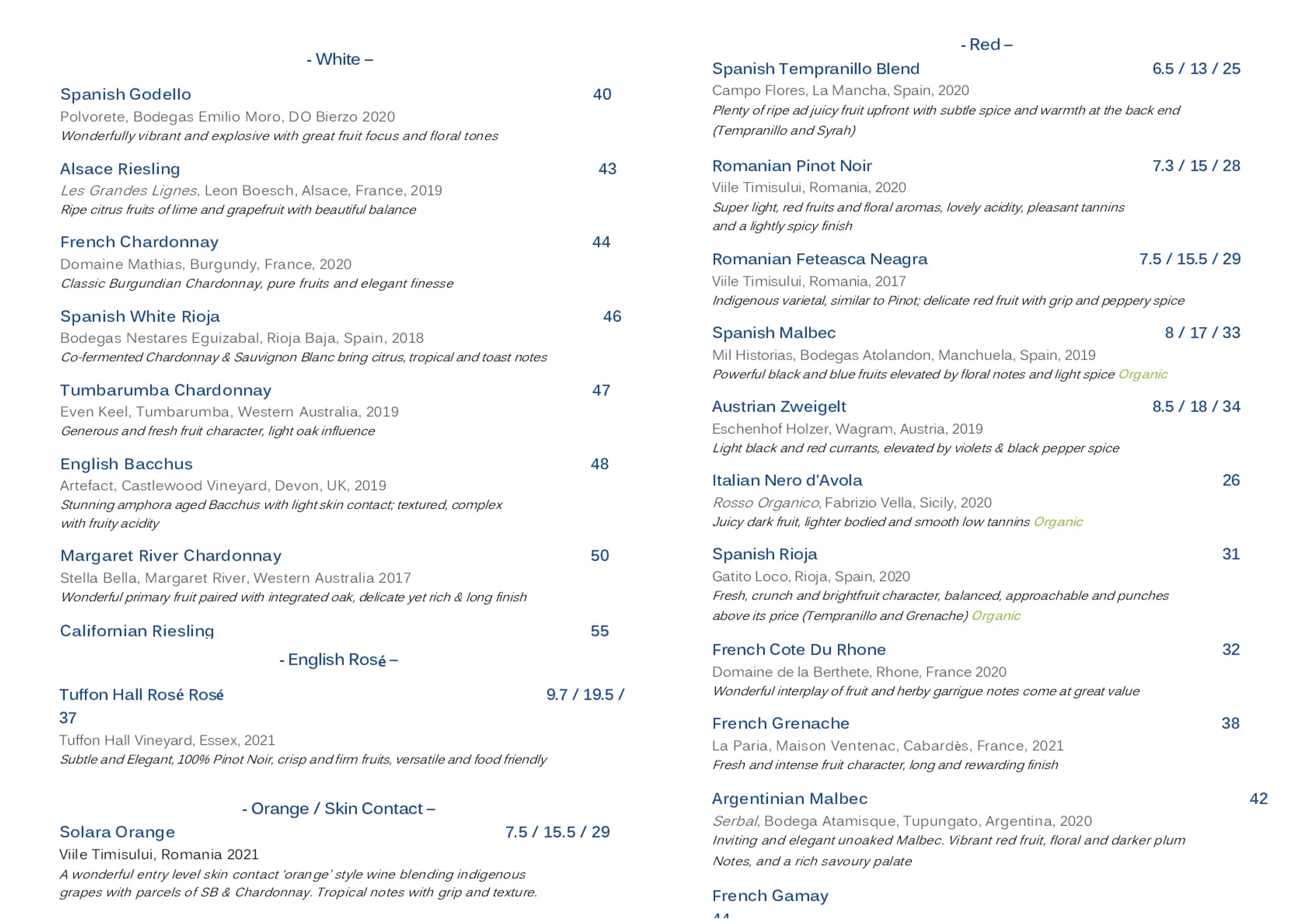 Hood Streatham menu, page 6