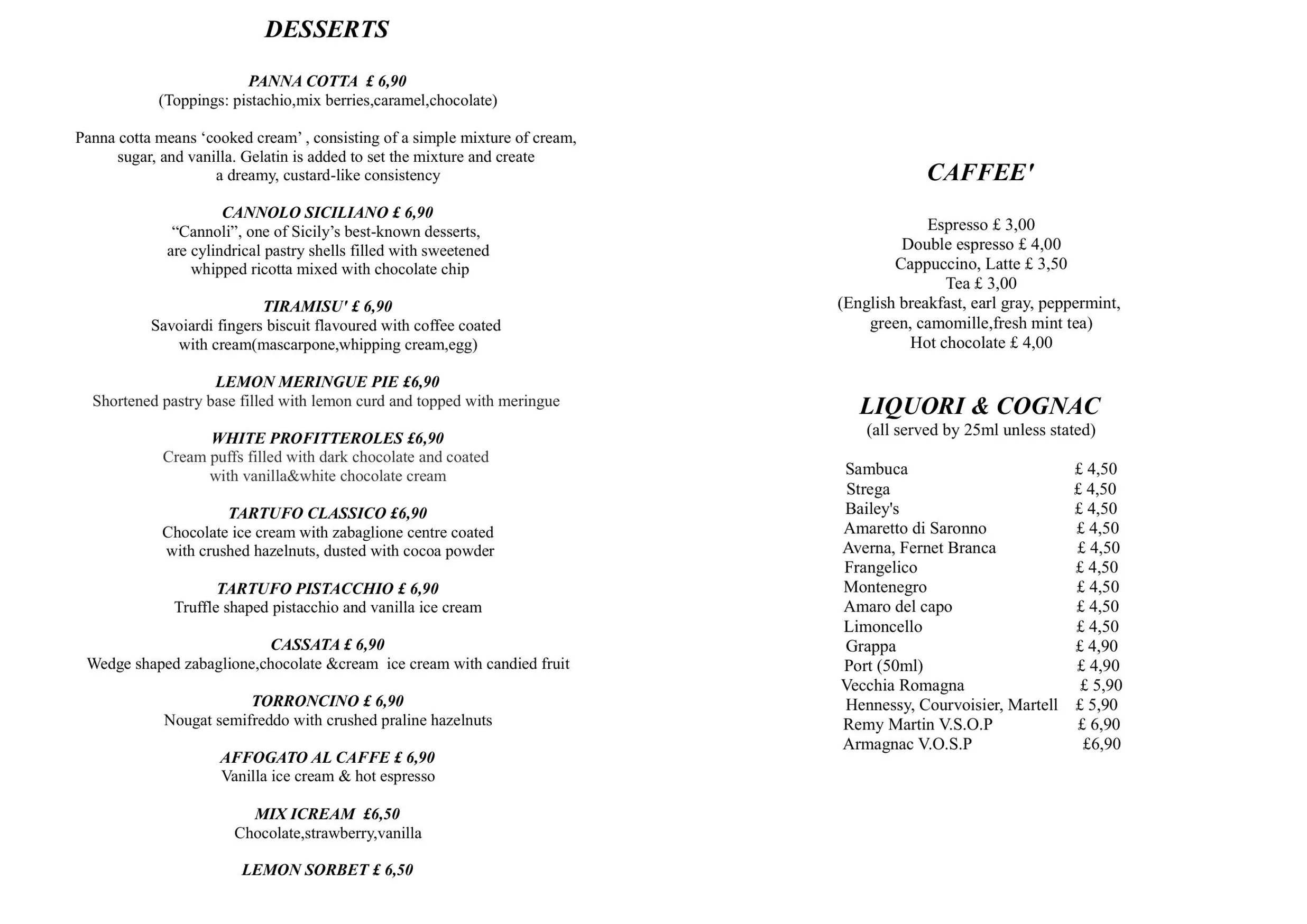 Il Posto menu, page 3
