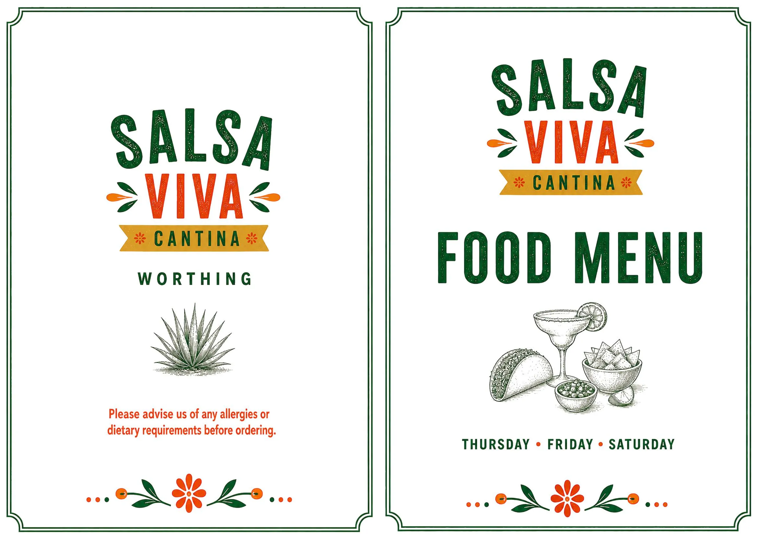 Salsa Viva Cantina menu, page 1