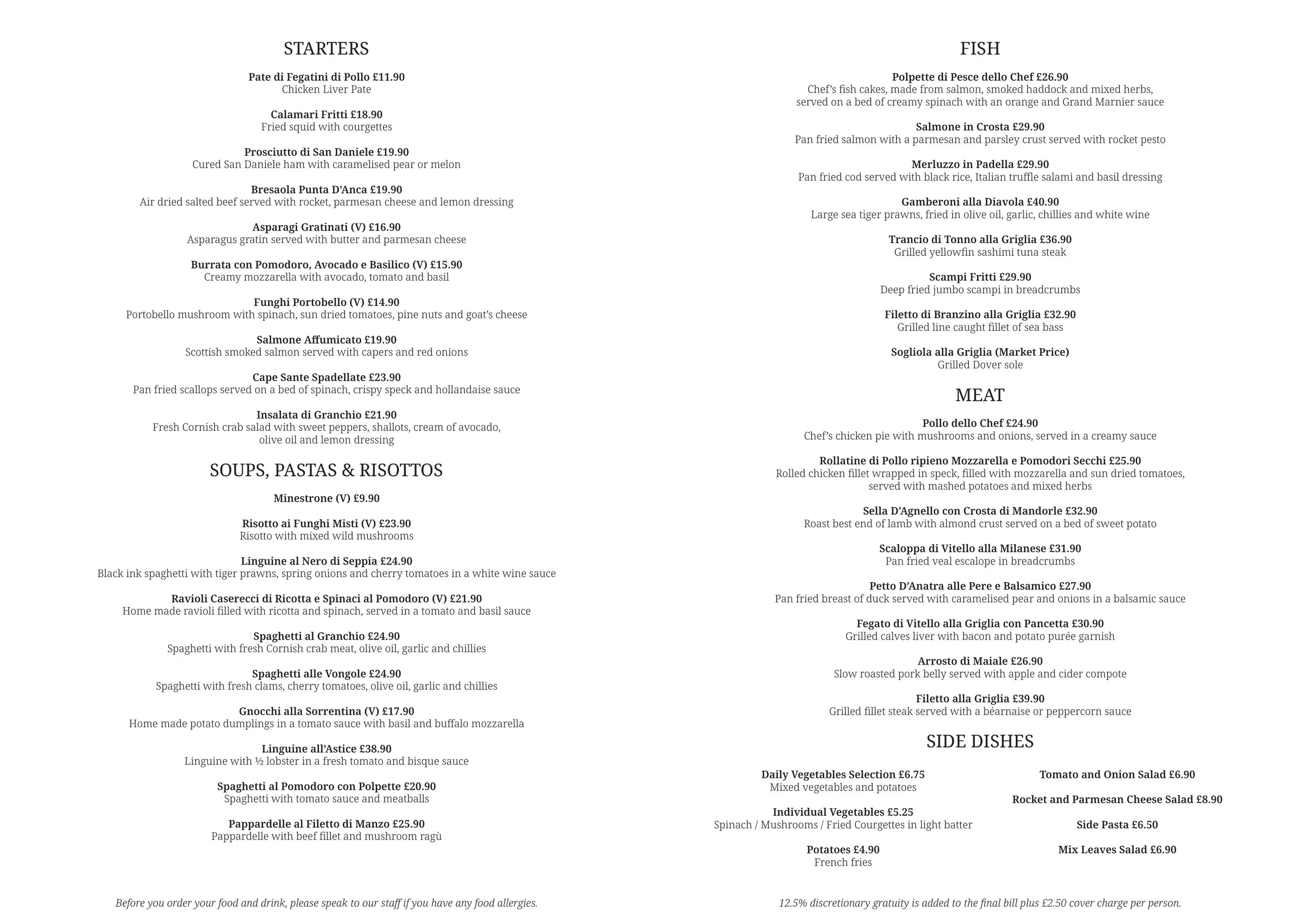 Giorgio menu, page 2