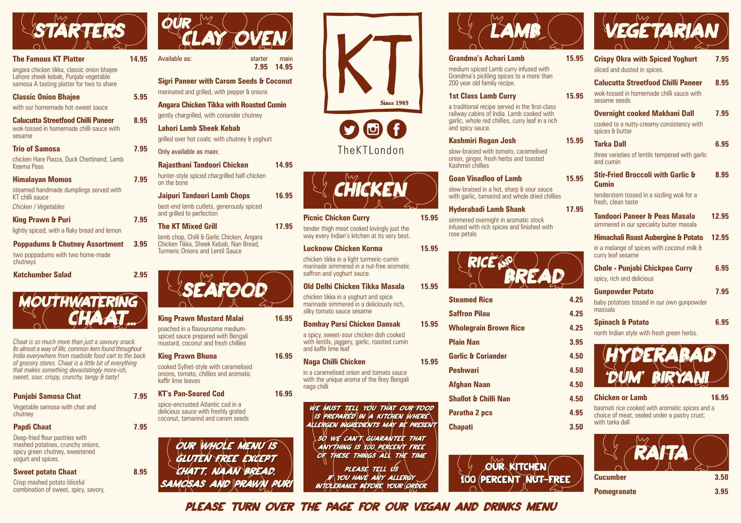 Kennington Tandoori menu, page 1