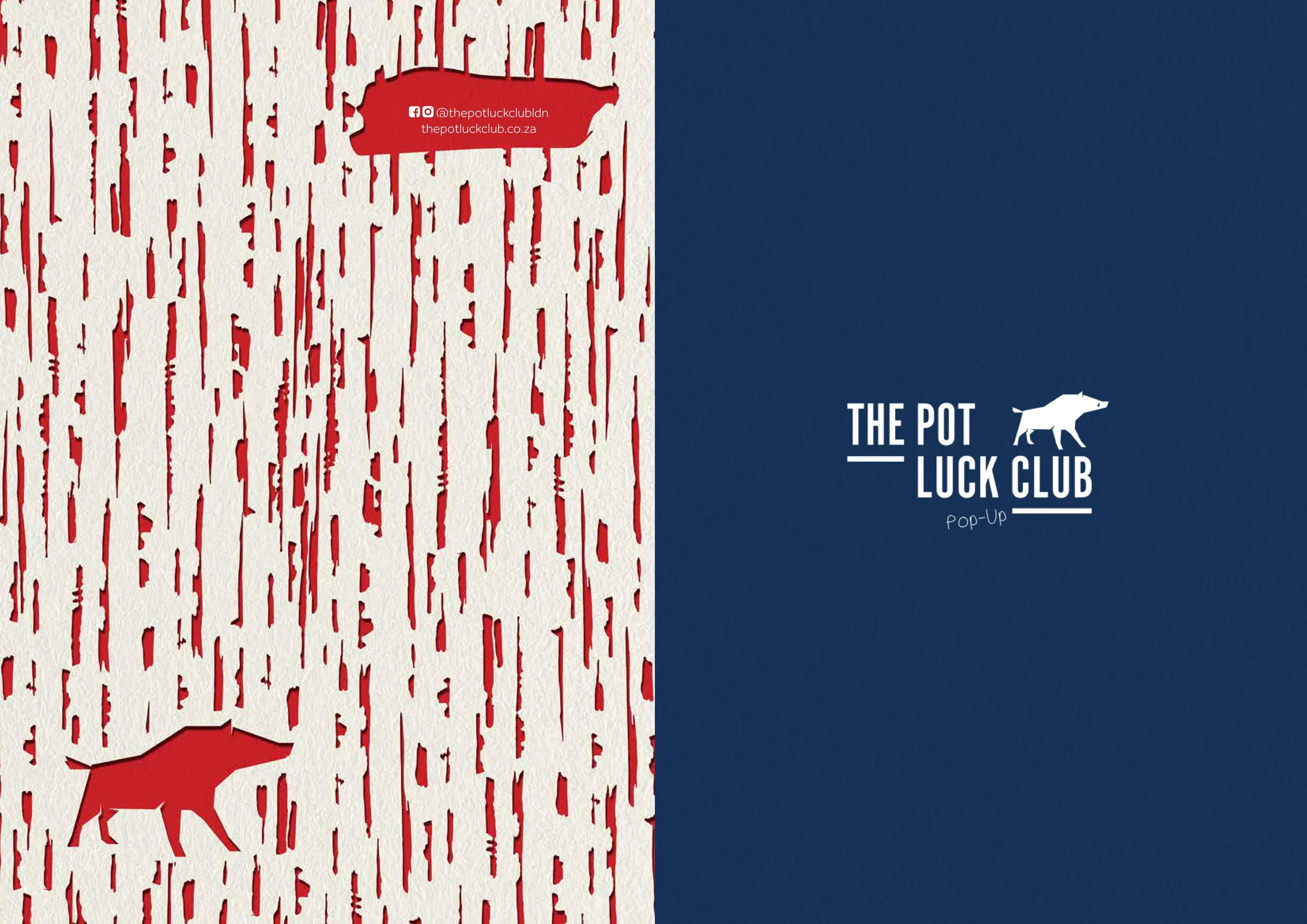 The Pot Luck Club menu, page 1