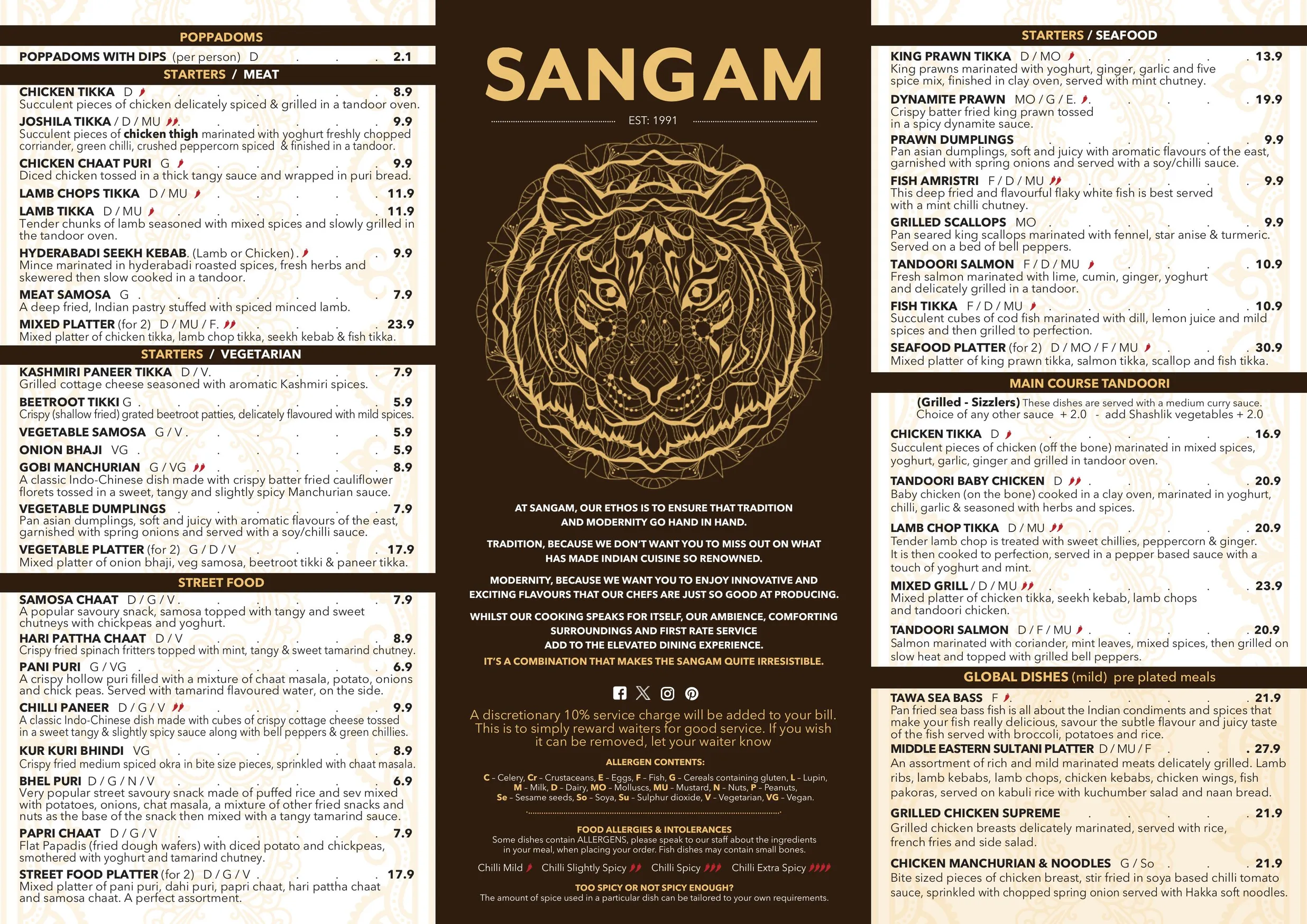 Sangam City menu, page 1