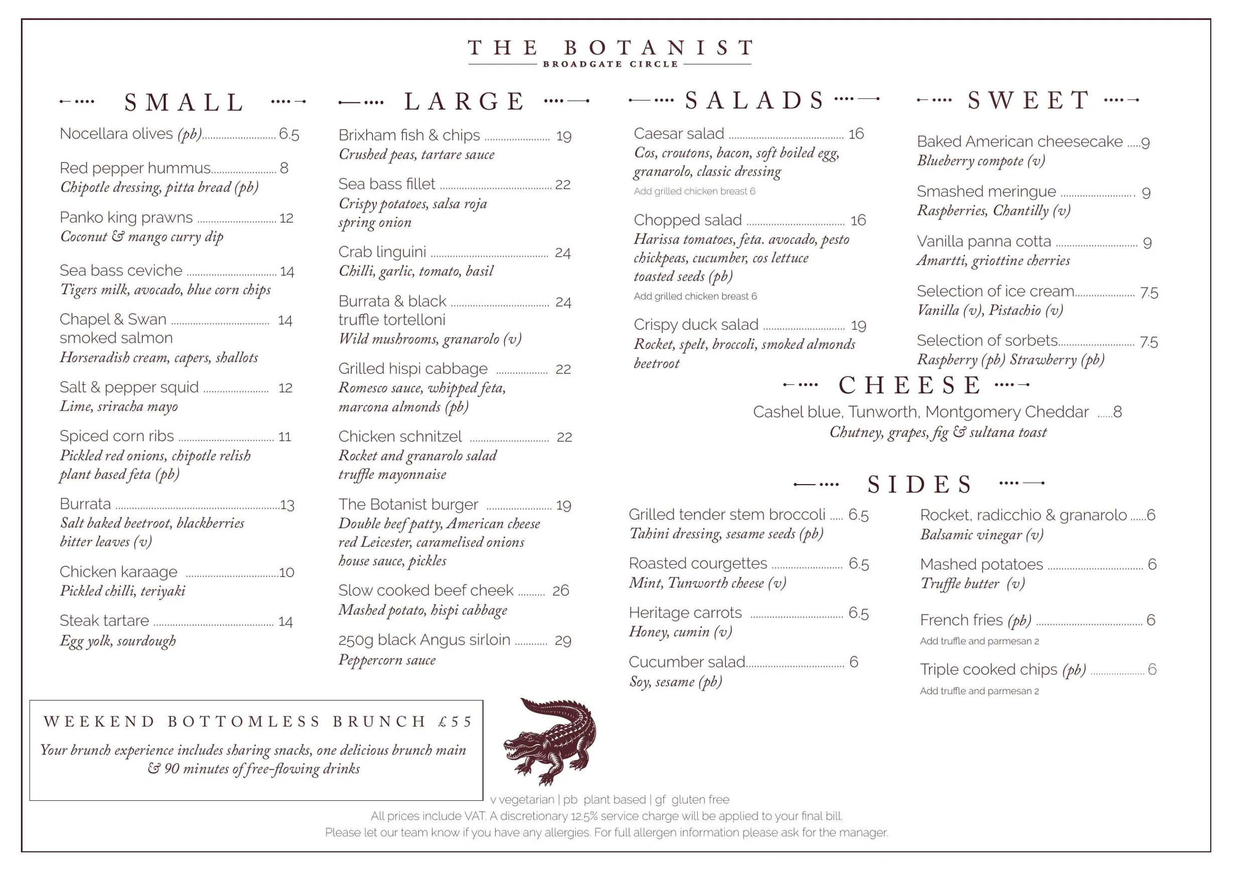 The Botanist, Broadgate Circle menu, page 2