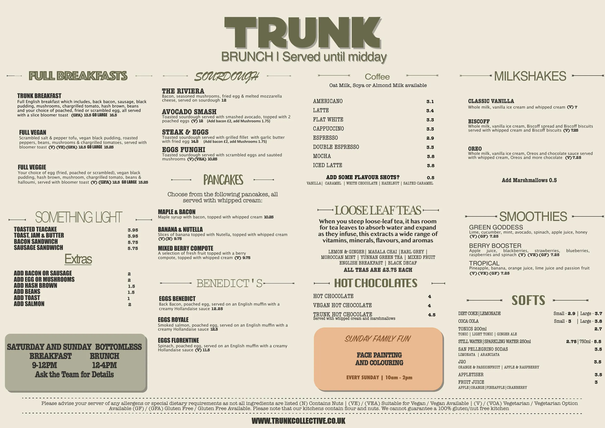 Trunk Lounge menu, page 2