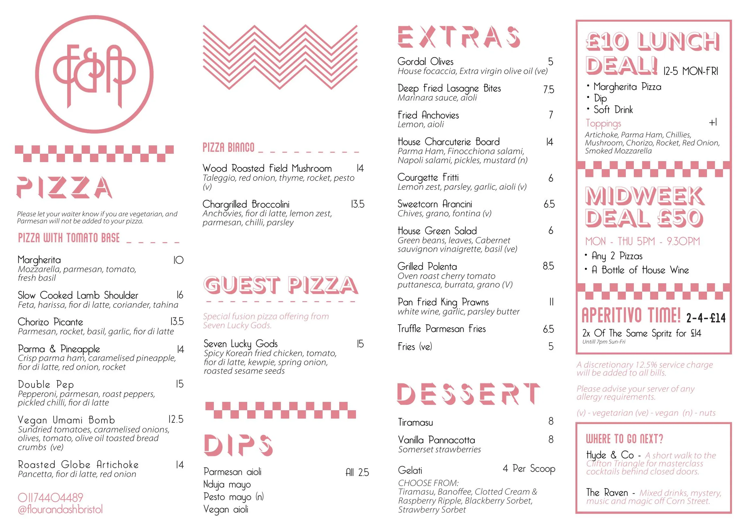 Flour & Ash menu, page 1