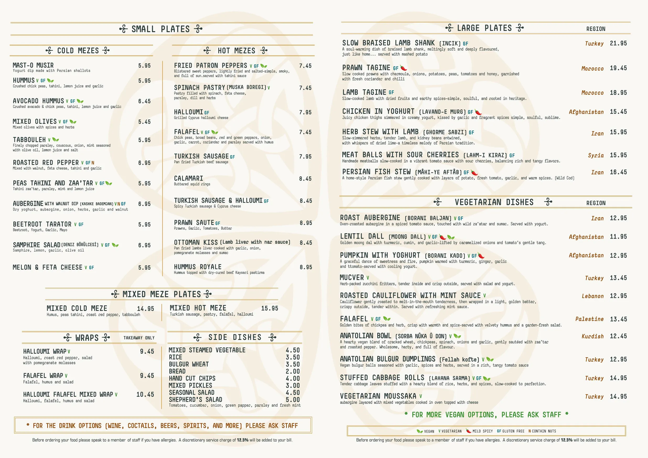 Zer Middle East Kitchen menu, page 2