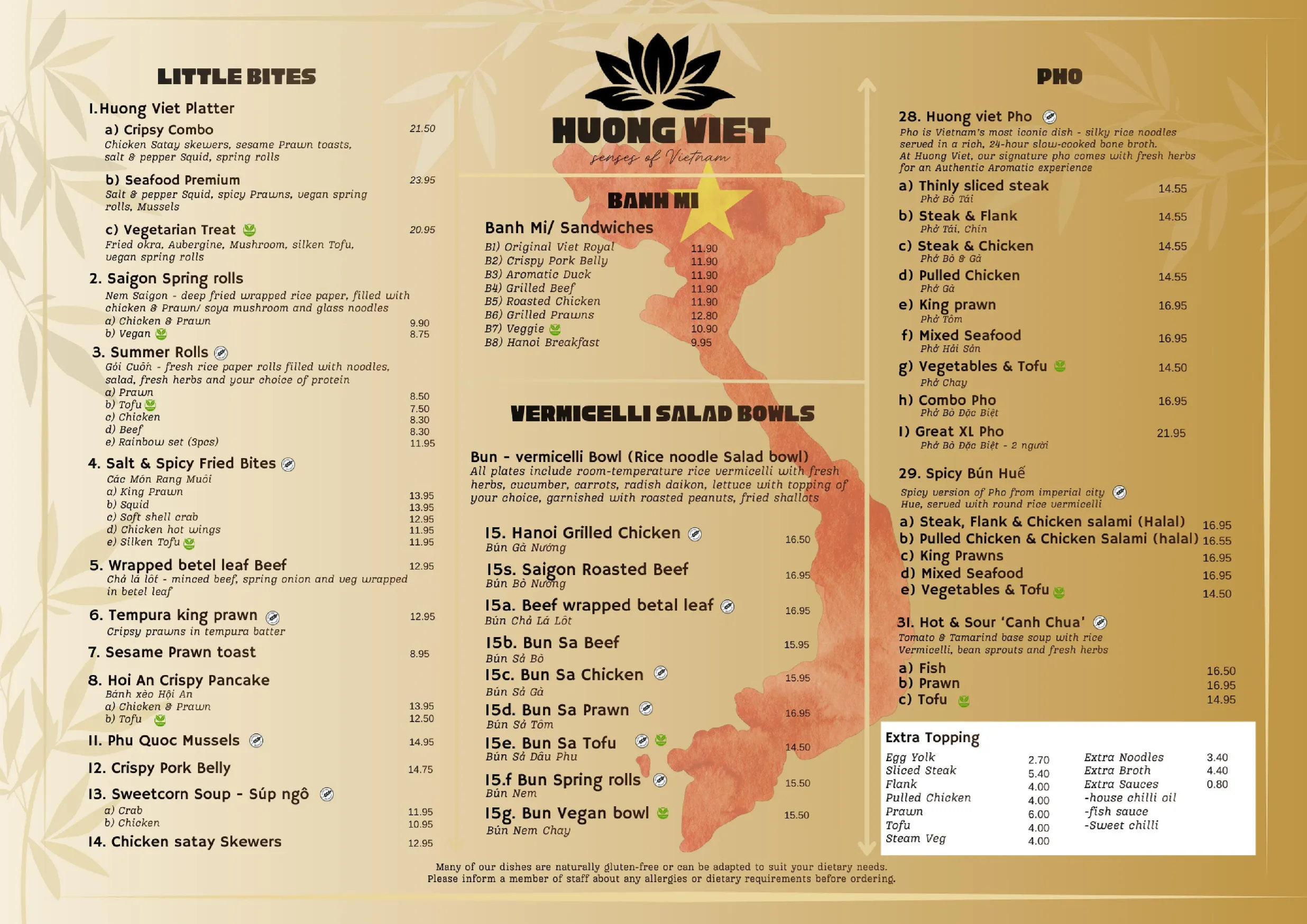 Huong Viet menu, page 1