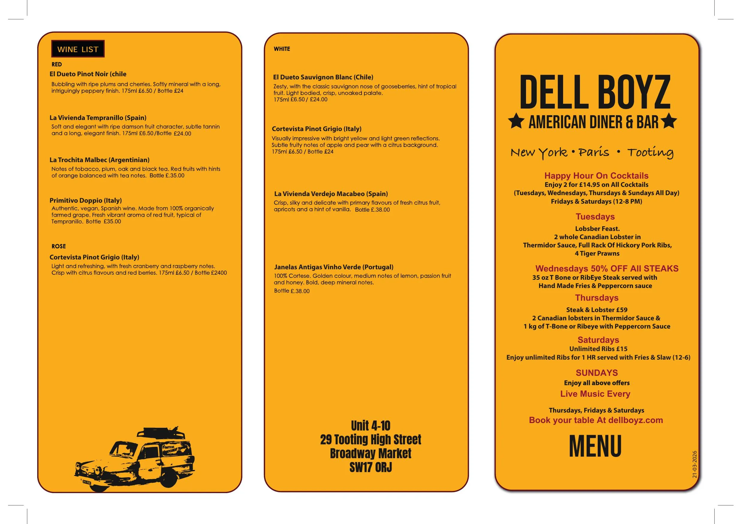 Dell Boyz menu, page 2