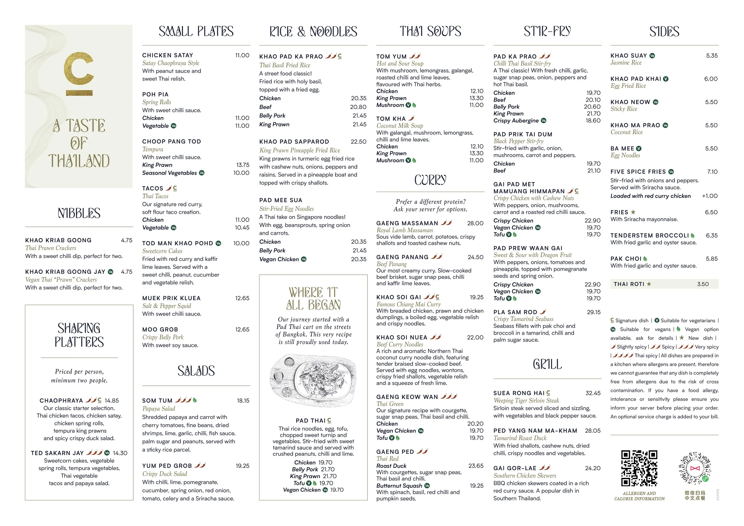 Chaophraya menu, page 1