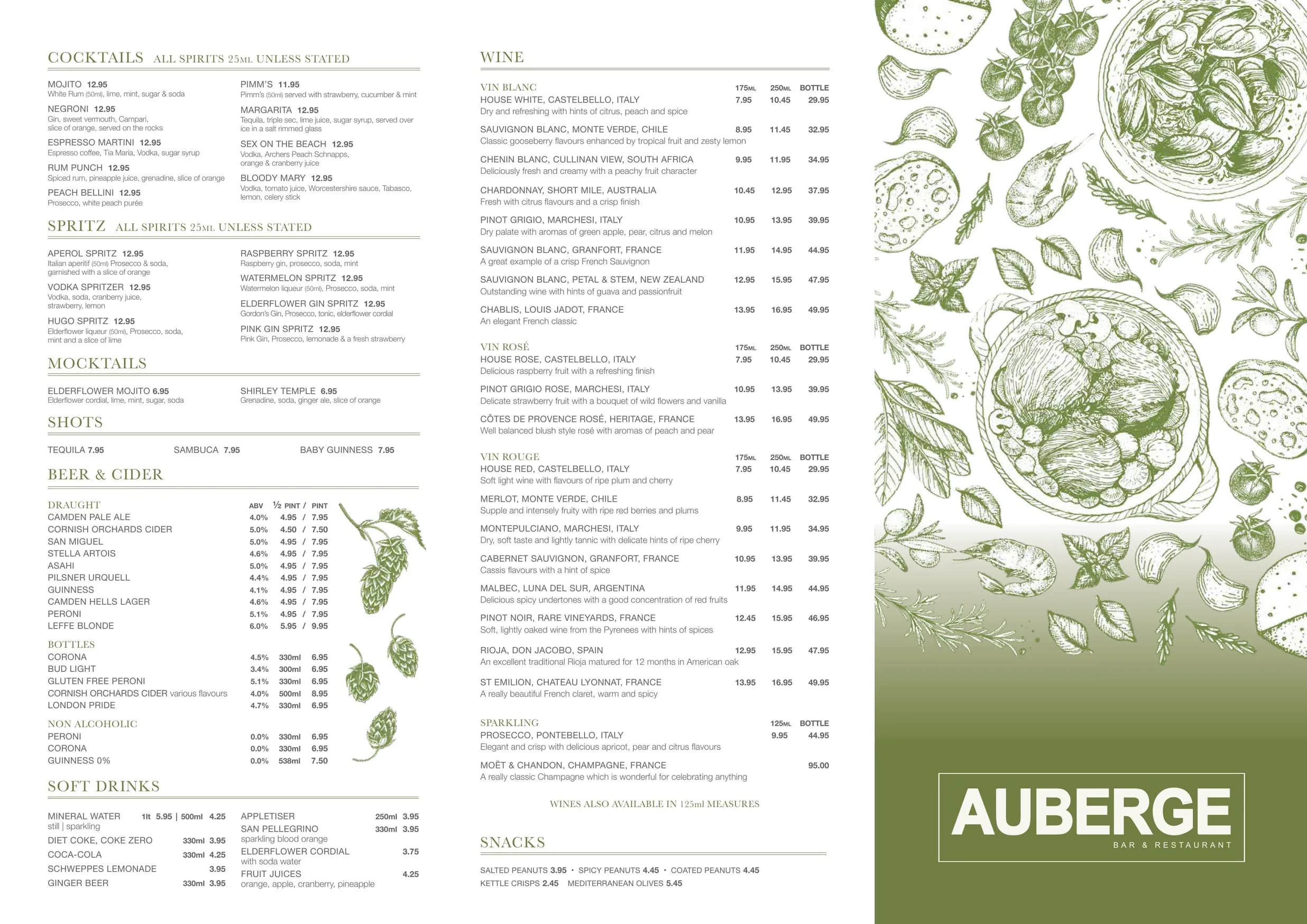 Auberge menu, page 2