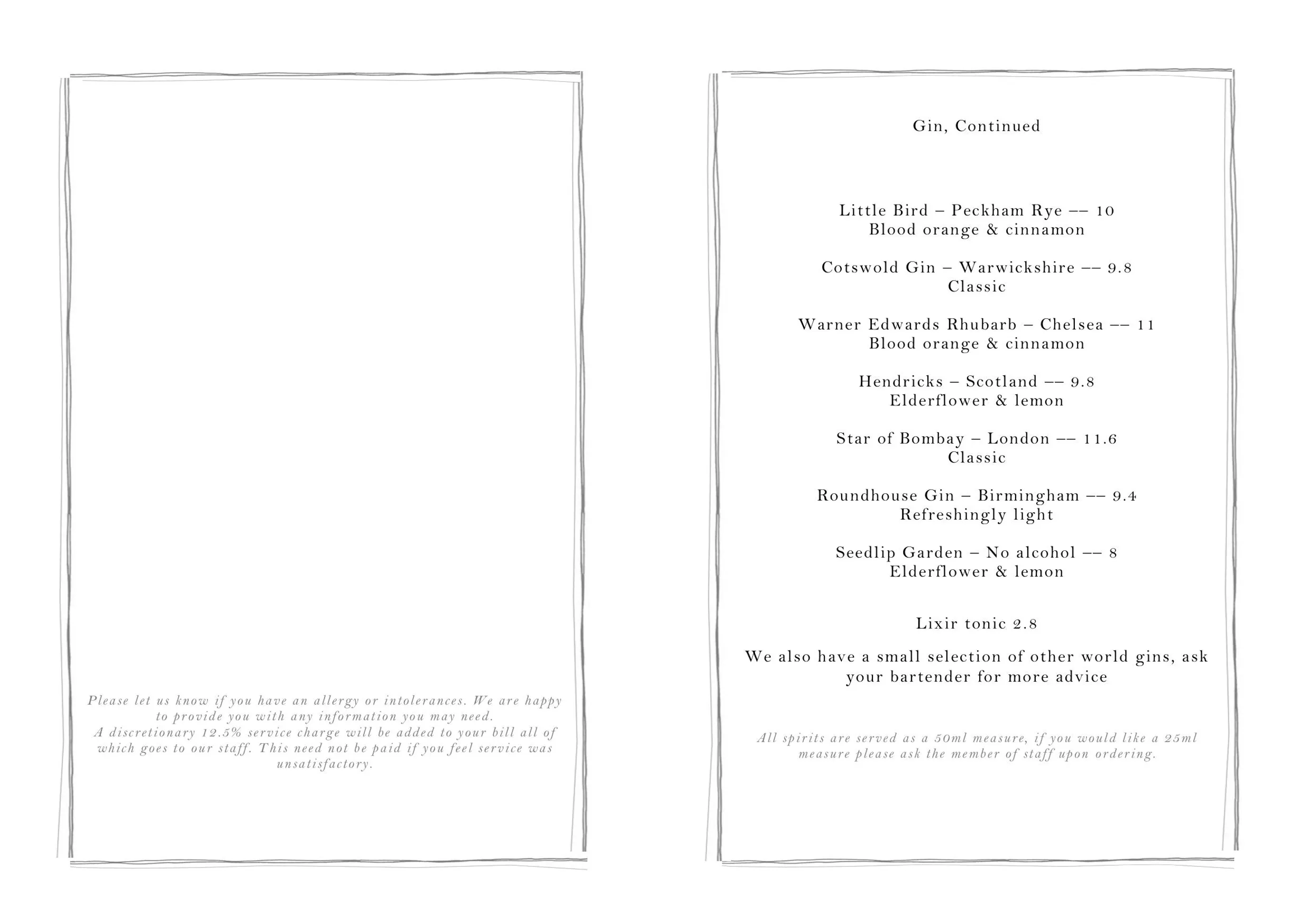 The Garrison menu, page 5