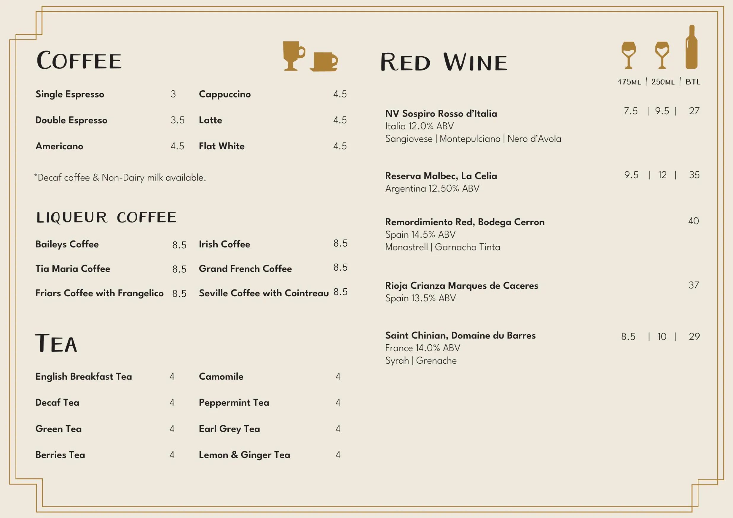 Bistro Franc menu, page 5