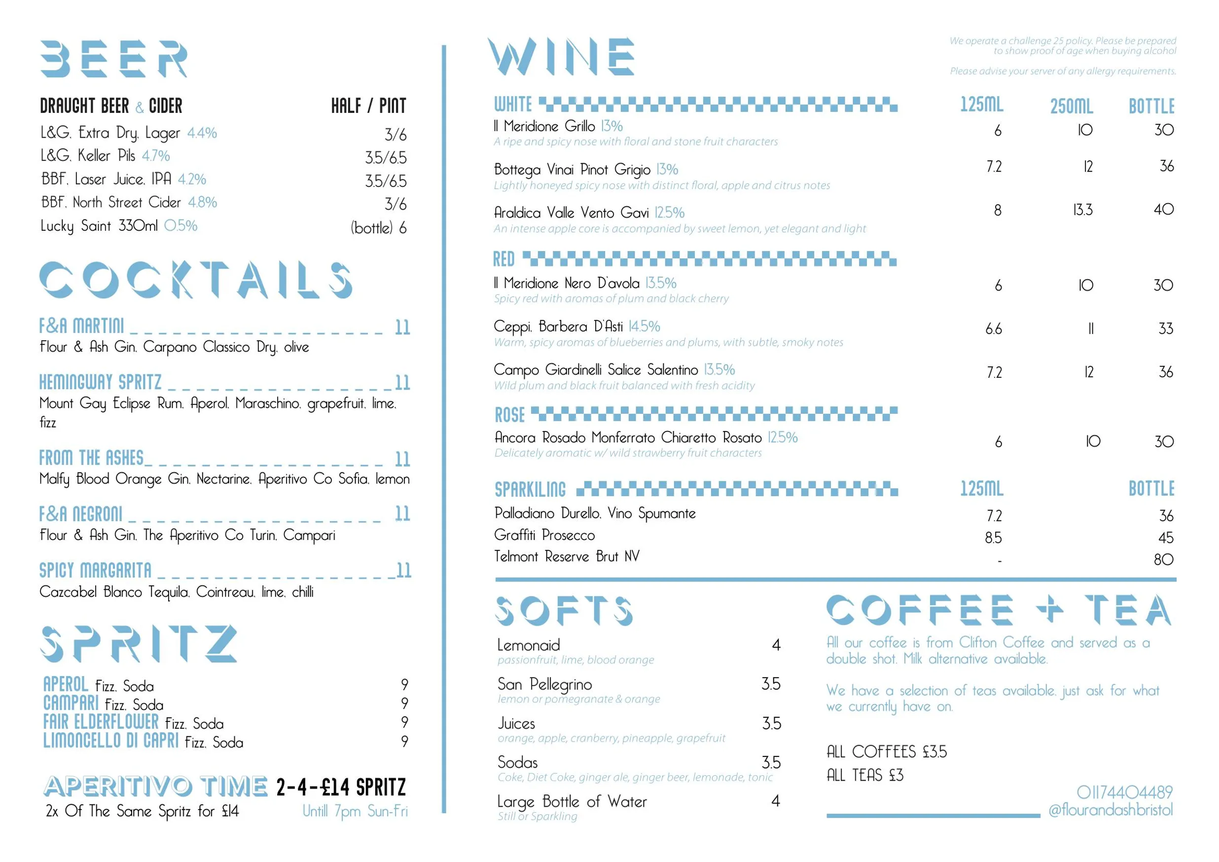 Flour & Ash menu, page 2
