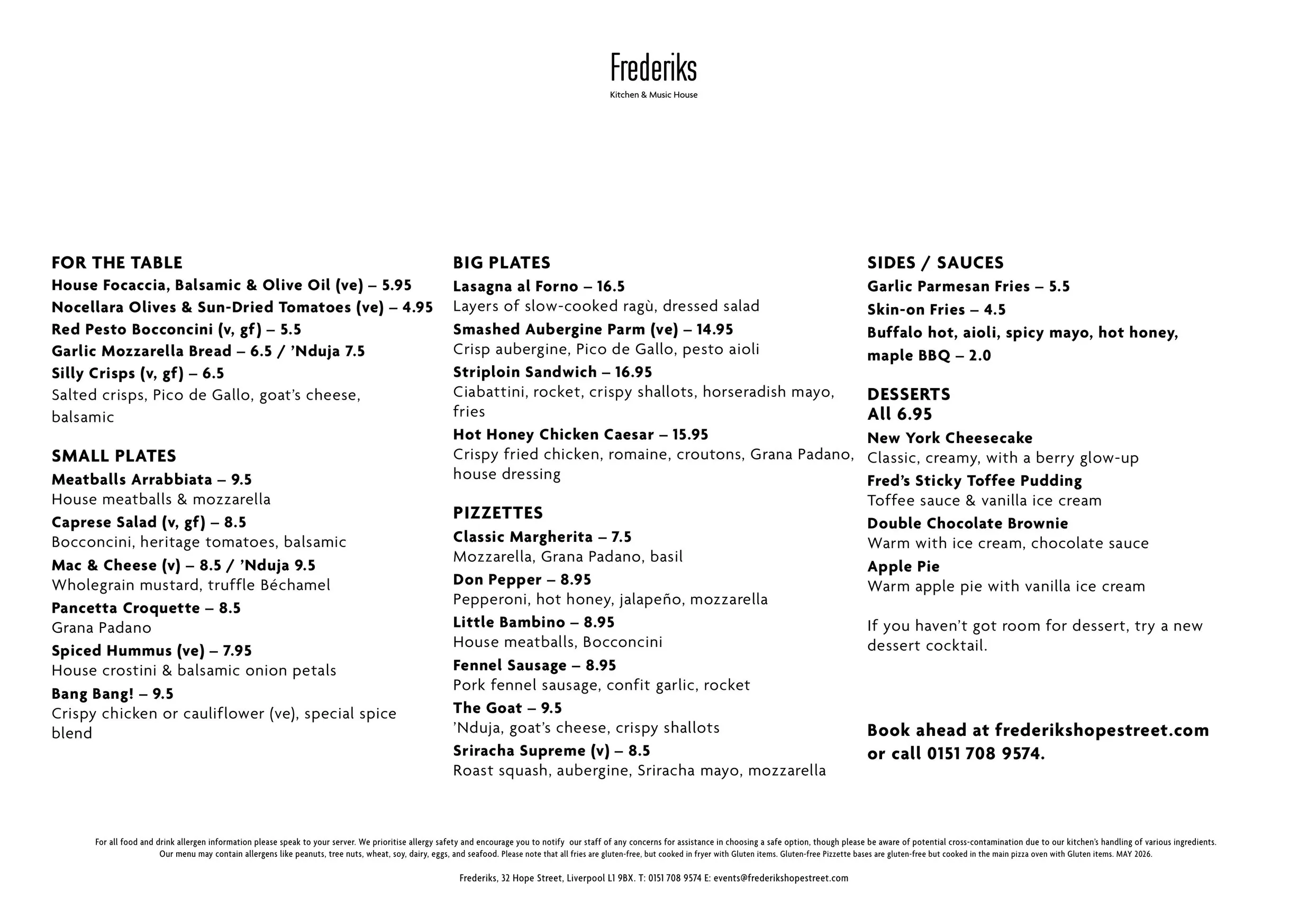 Frederiks menu, page 13