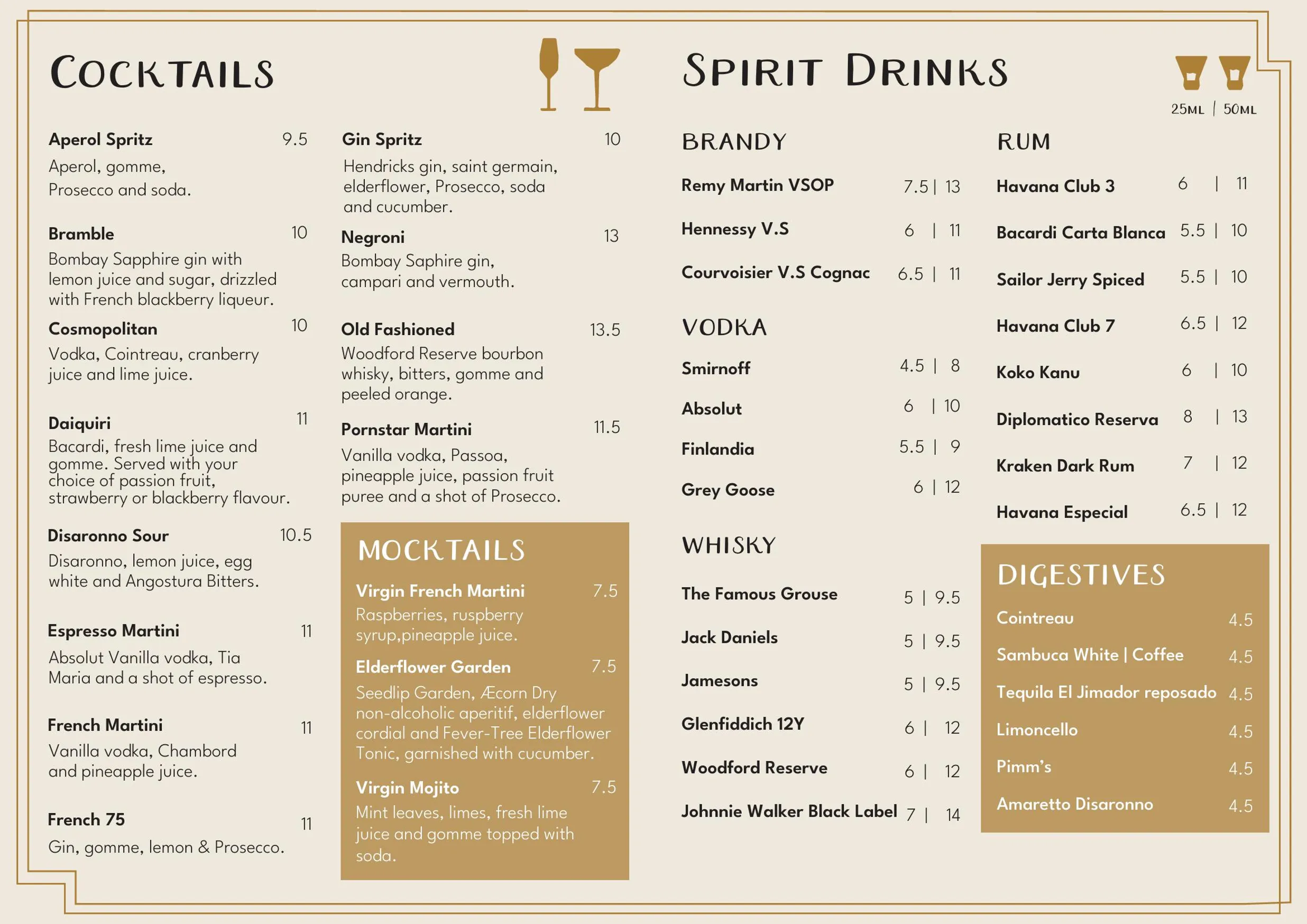 Bistro Franc menu, page 8