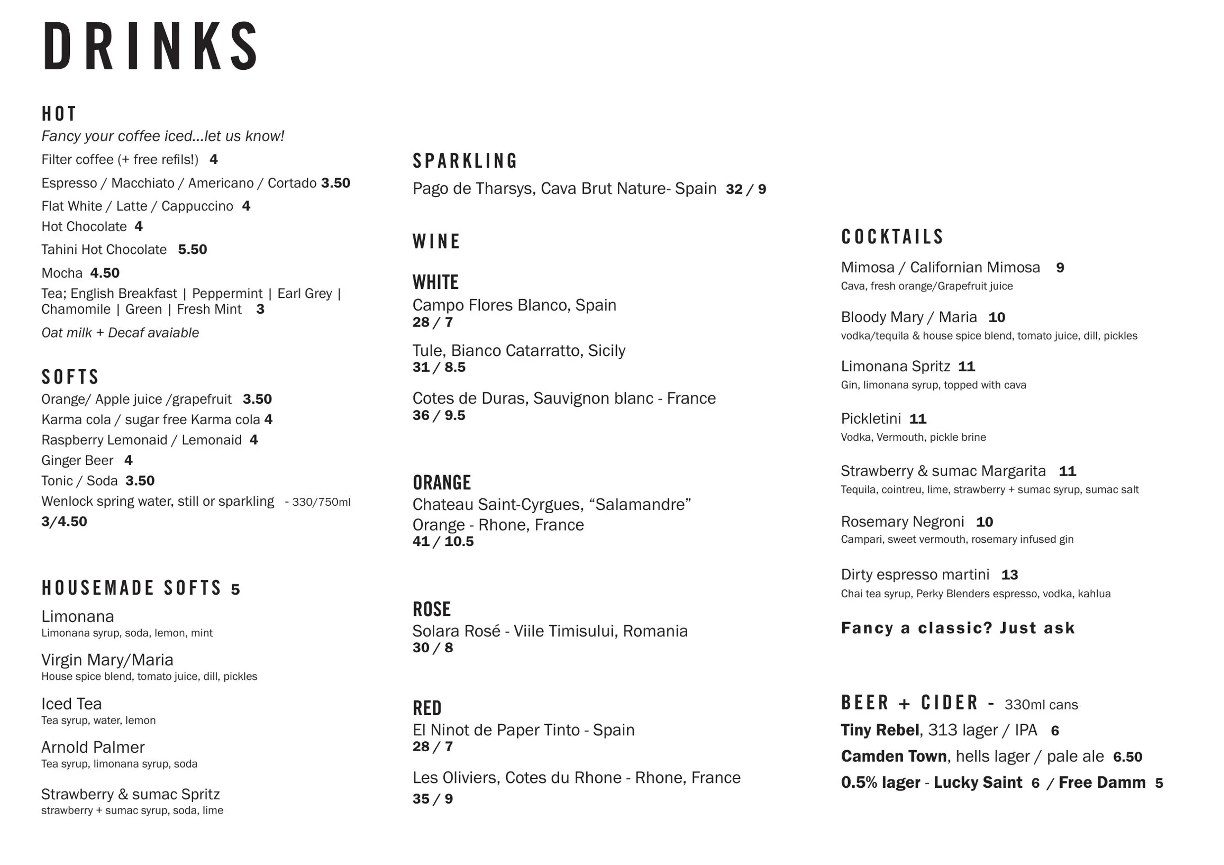 The Good Egg menu, page 2