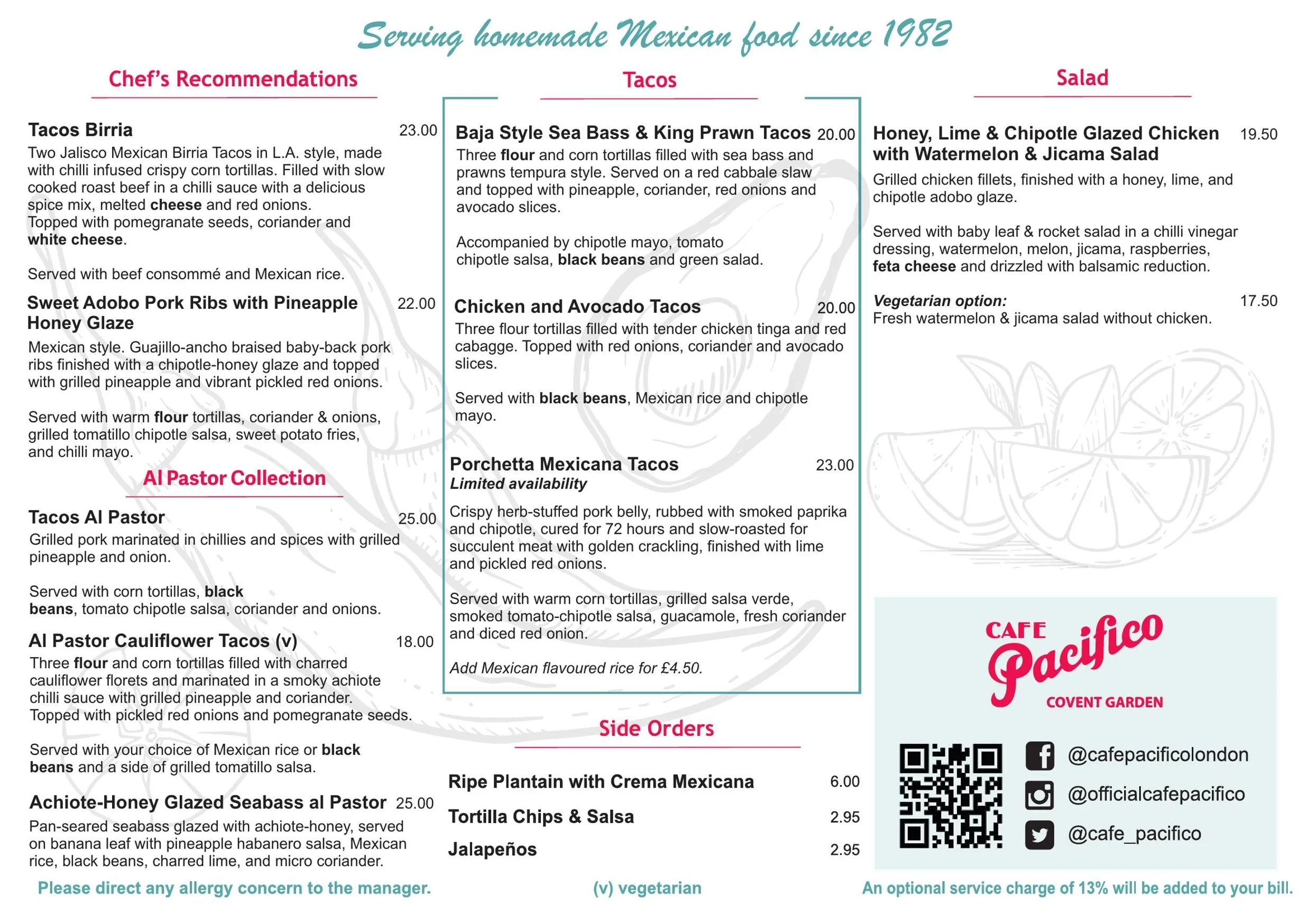 Café Pacifico menu, page 2