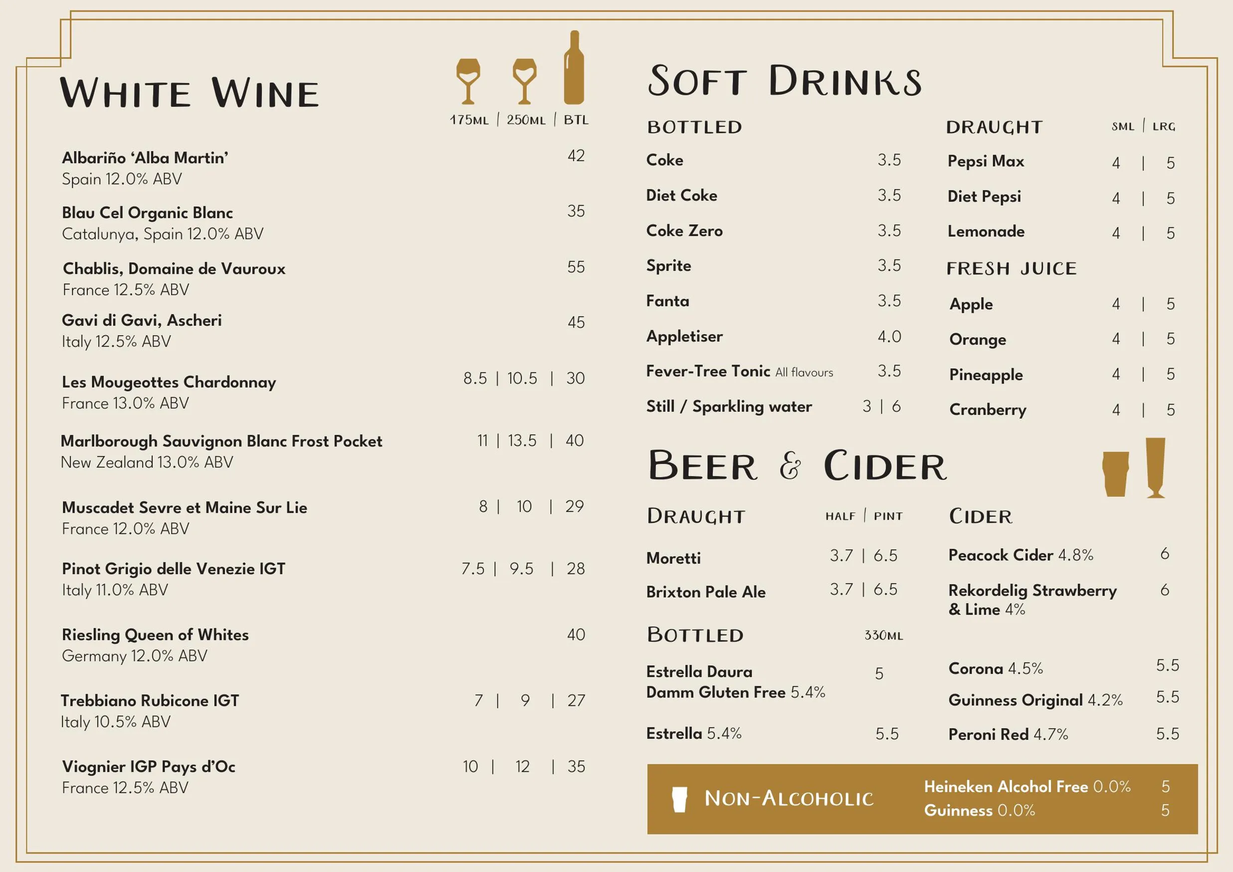 Bistro Franc menu, page 6