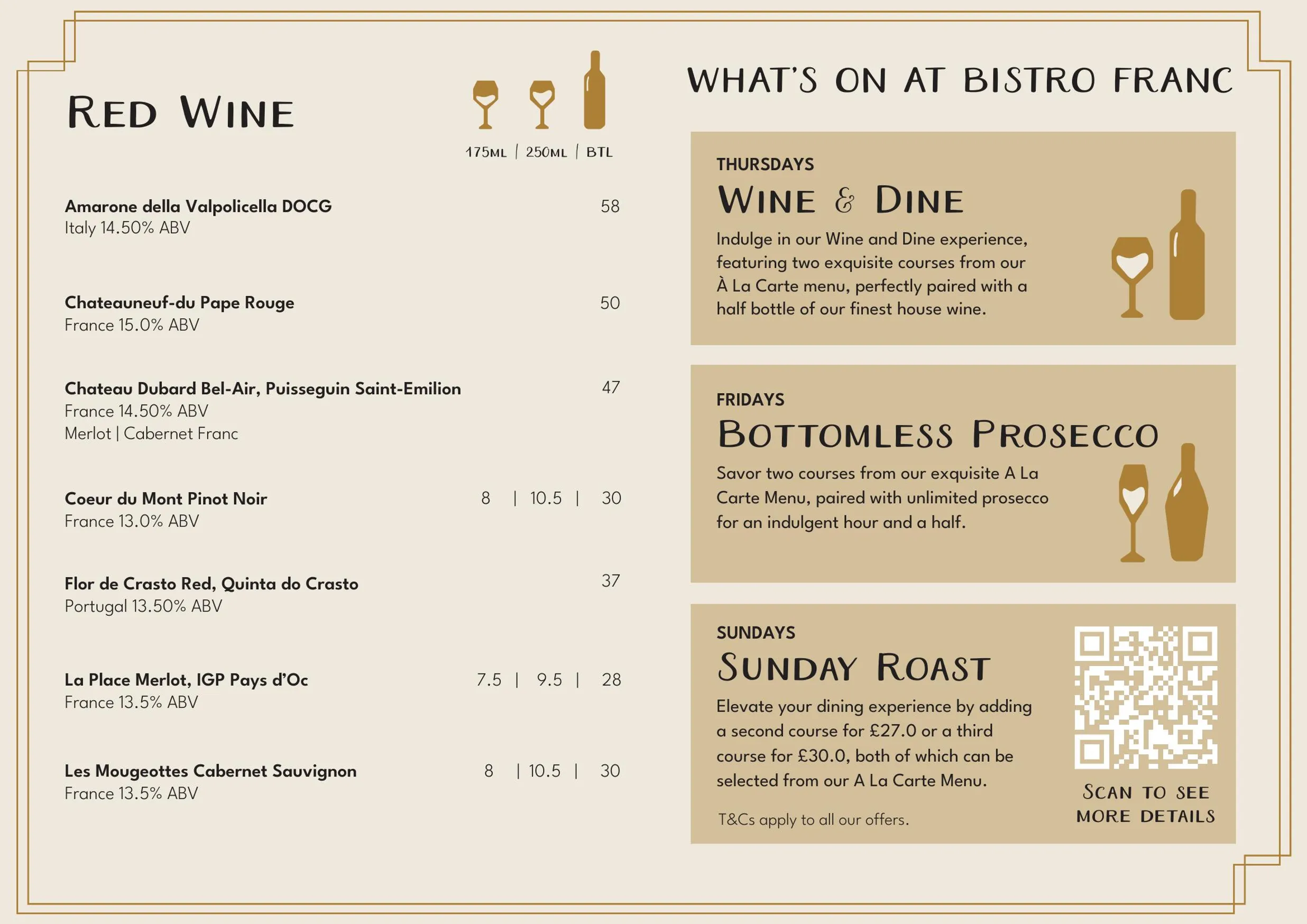 Bistro Franc menu, page 4